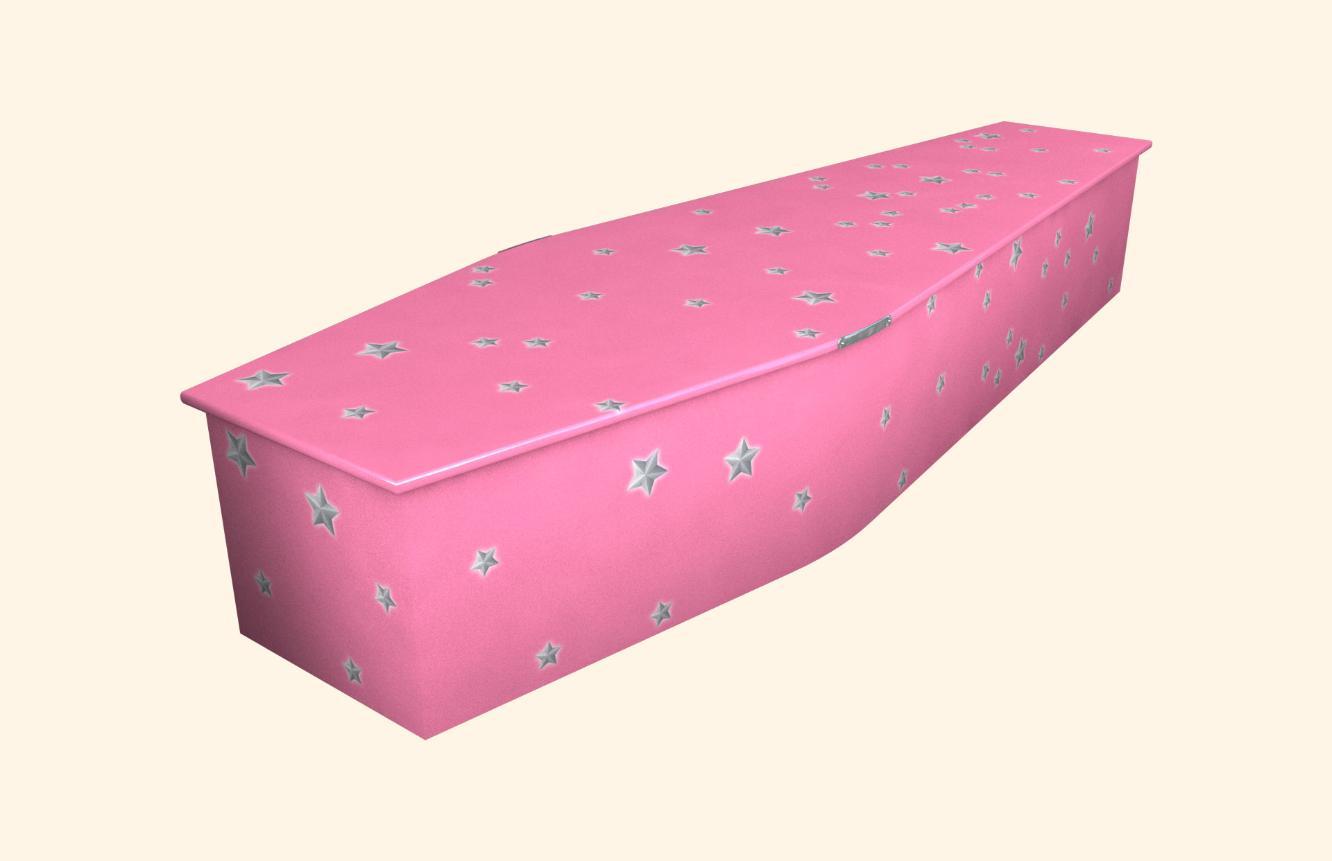 Pink Stars design on a traditional coffin