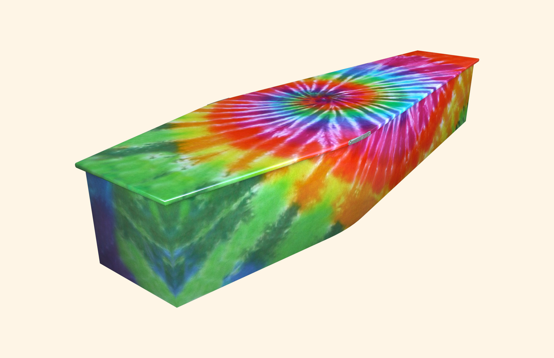 Tie Dye design on a traditional coffin