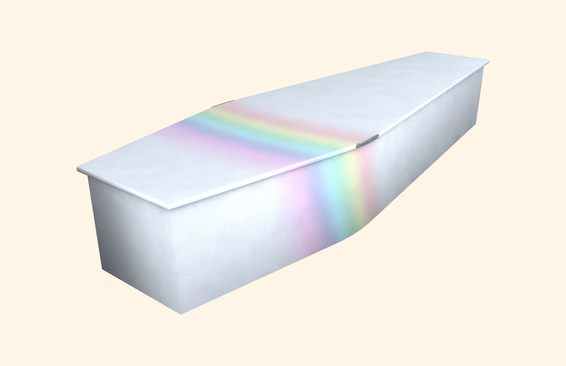 Rainbow on Pale Blue design on a traditional coffin