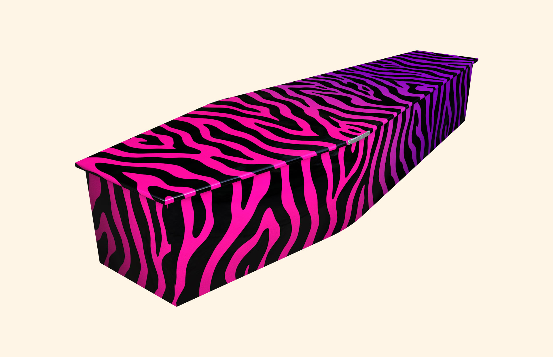 Funky Zebra design on a traditional coffin