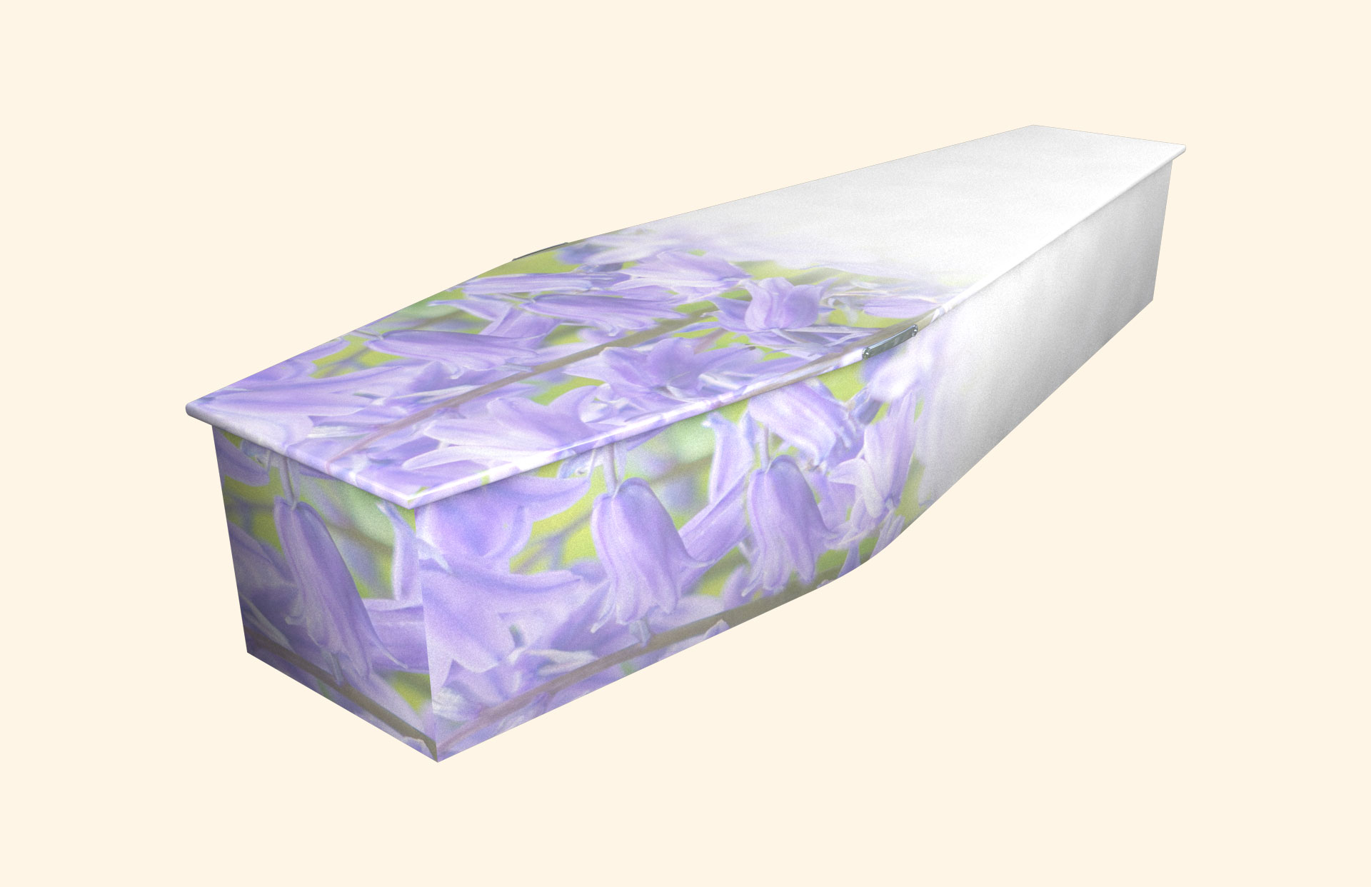 Blushing Bluebells design on a traditional coffin