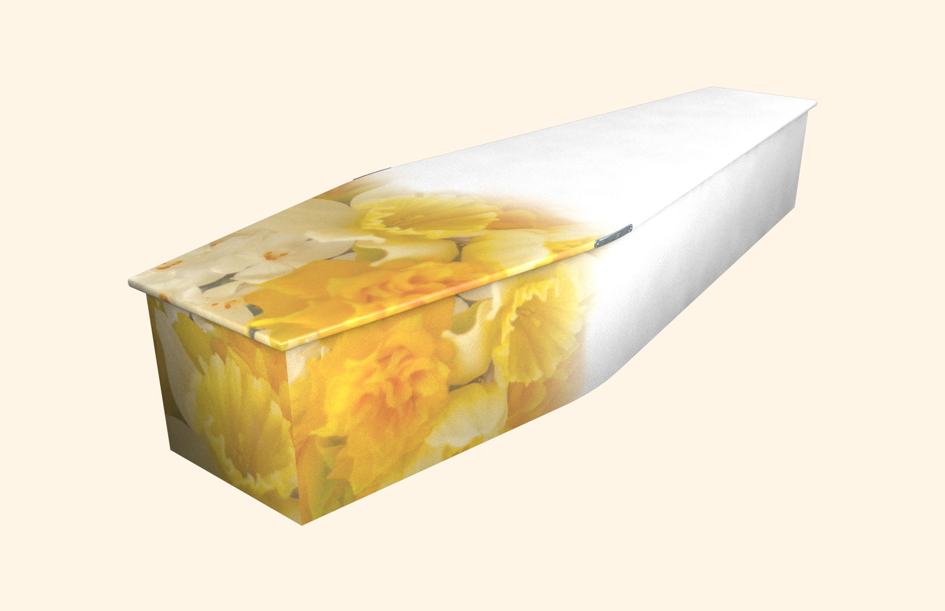 Blushing Daffodils design on a traditional coffin