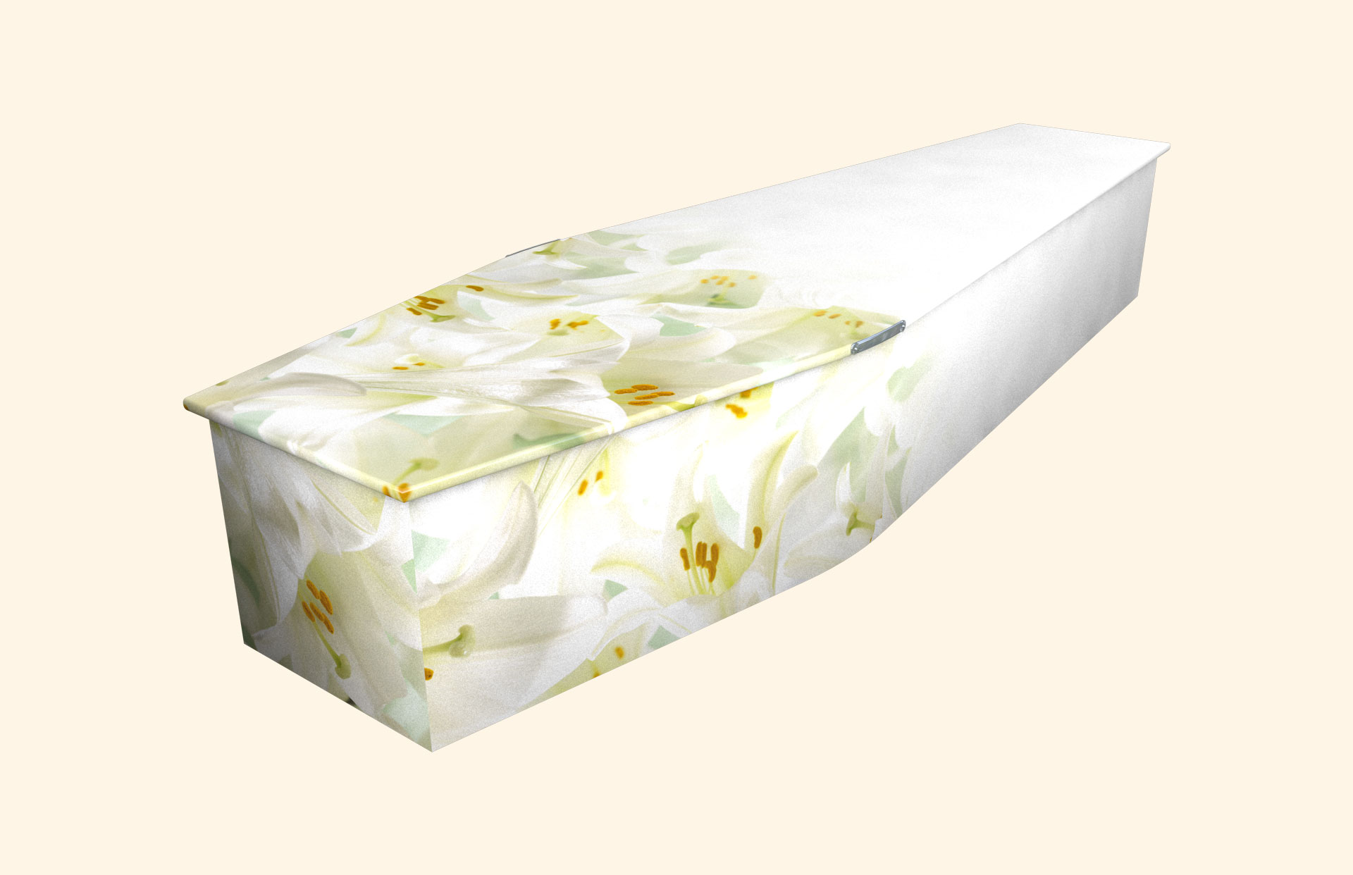 Blushing Lilies design on a traditional coffin