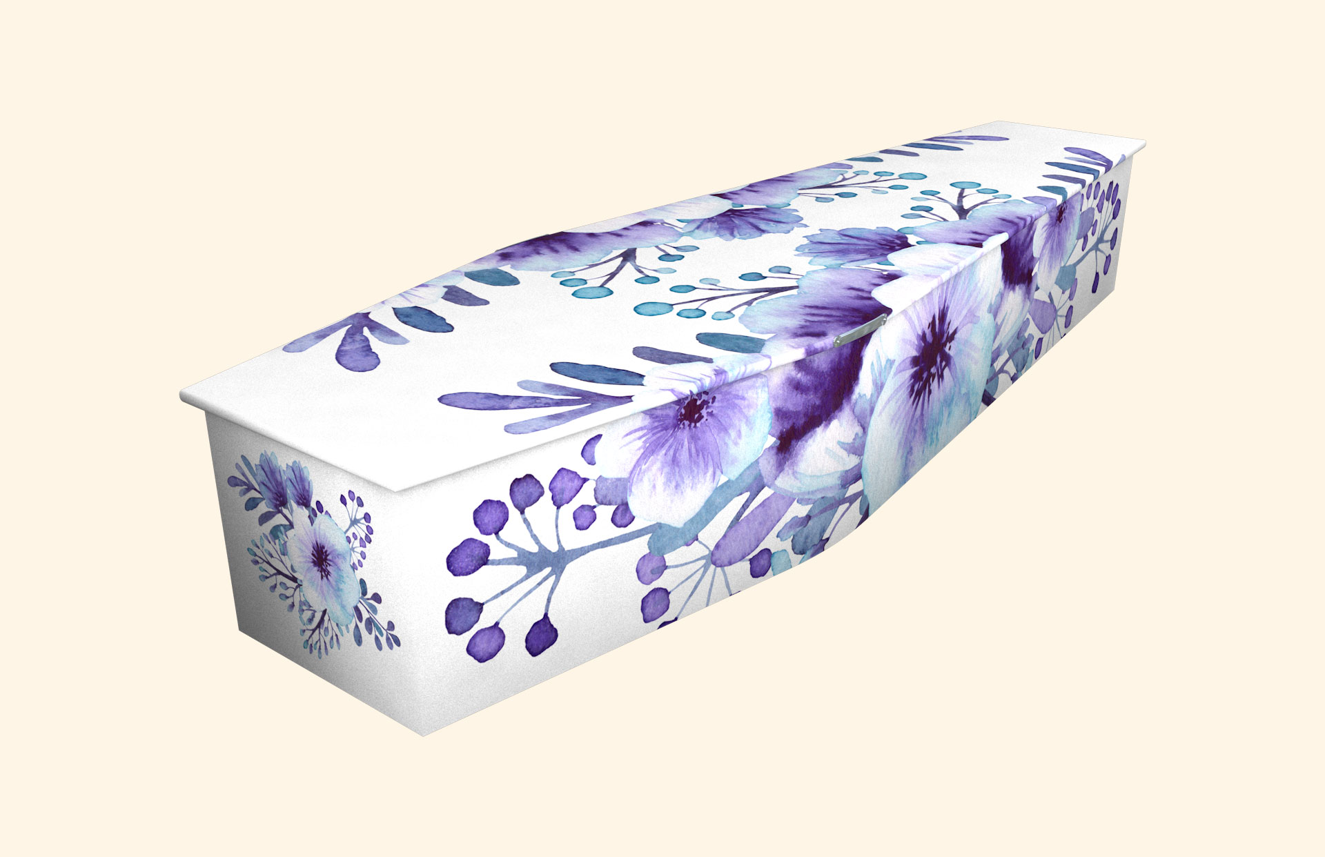 Violet Dreams design on a traditional coffin