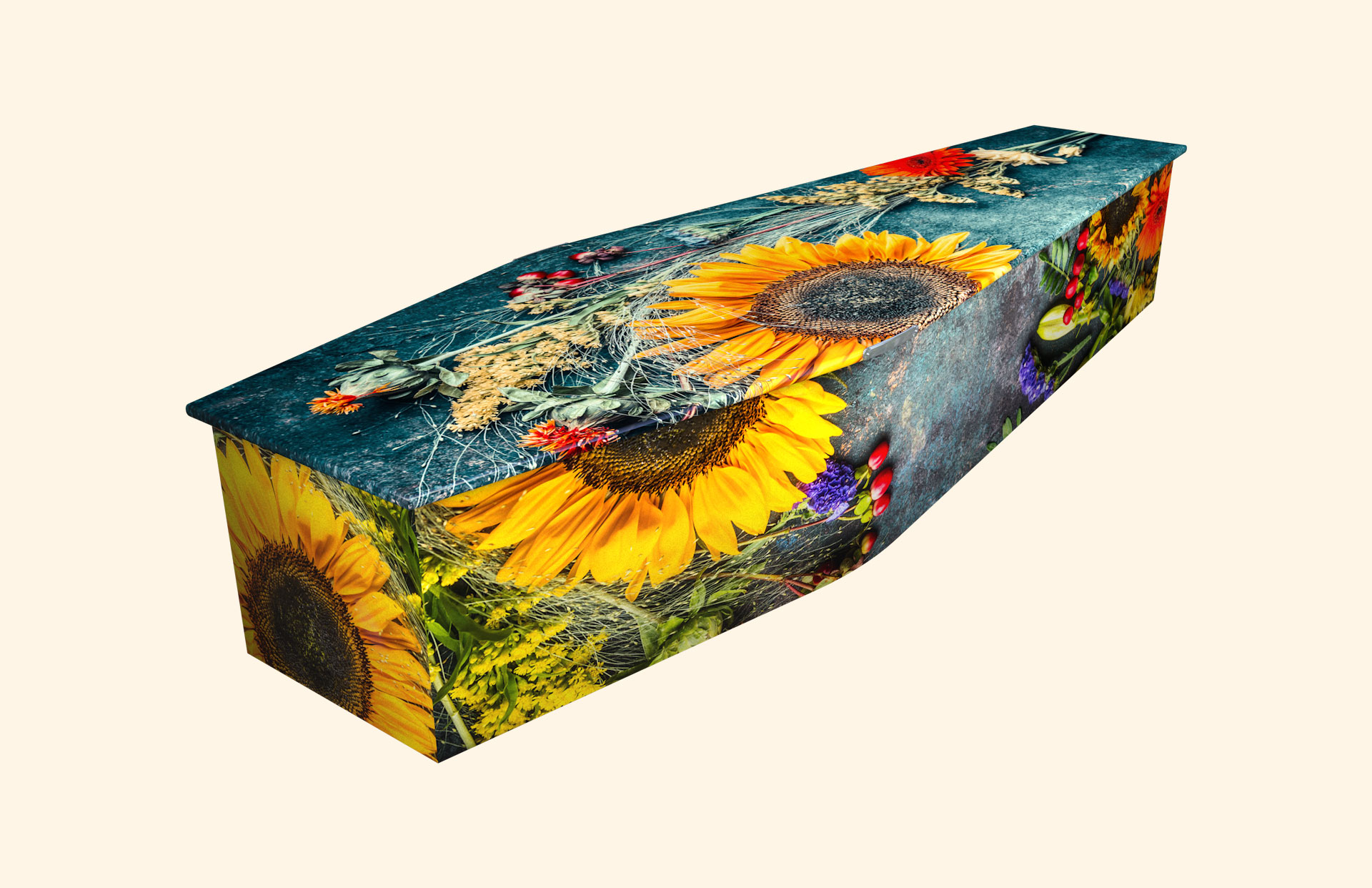 Autumn Beauty design on a traditional coffin