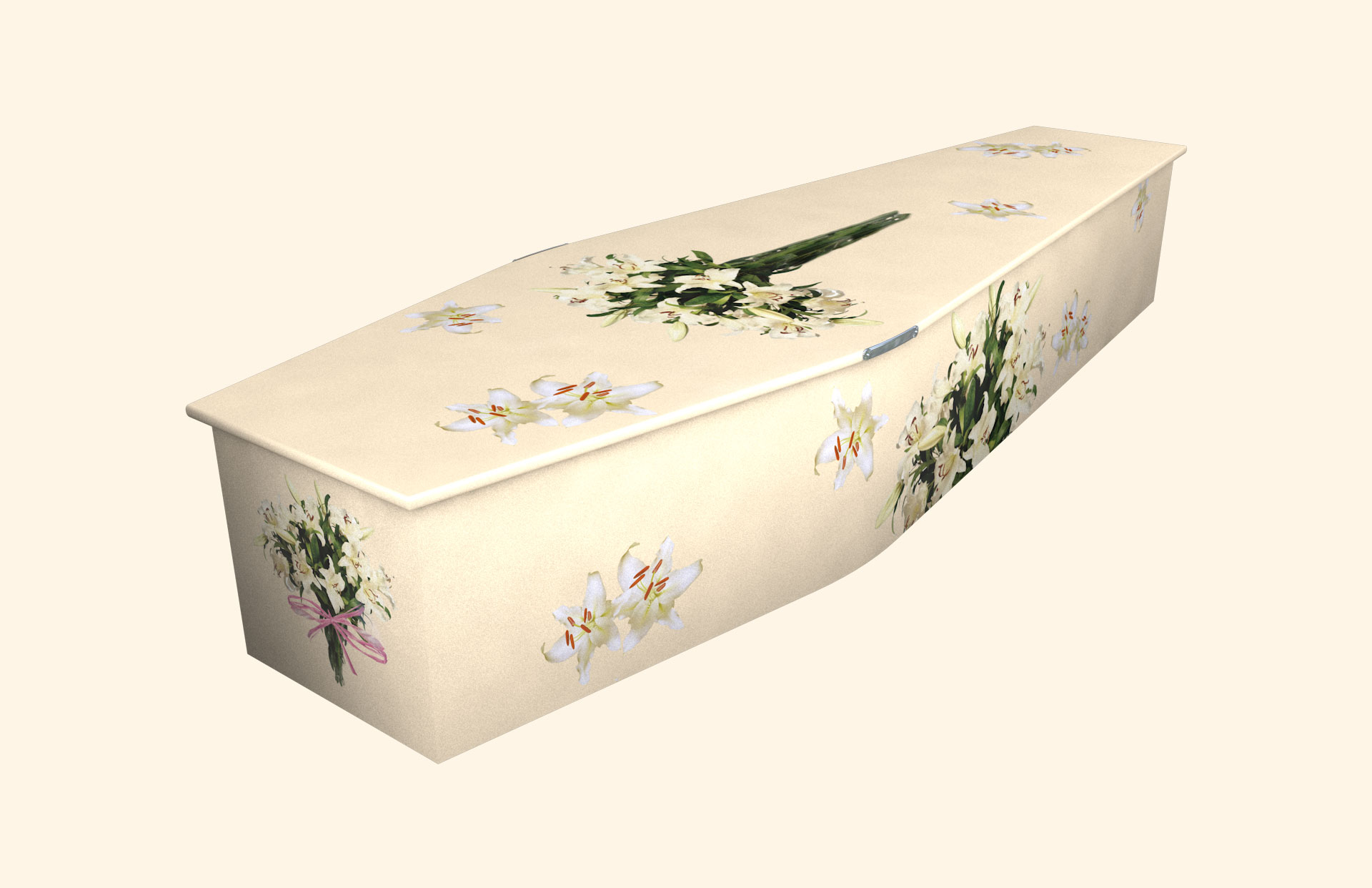 Sylvia design in cream on a traditional coffin