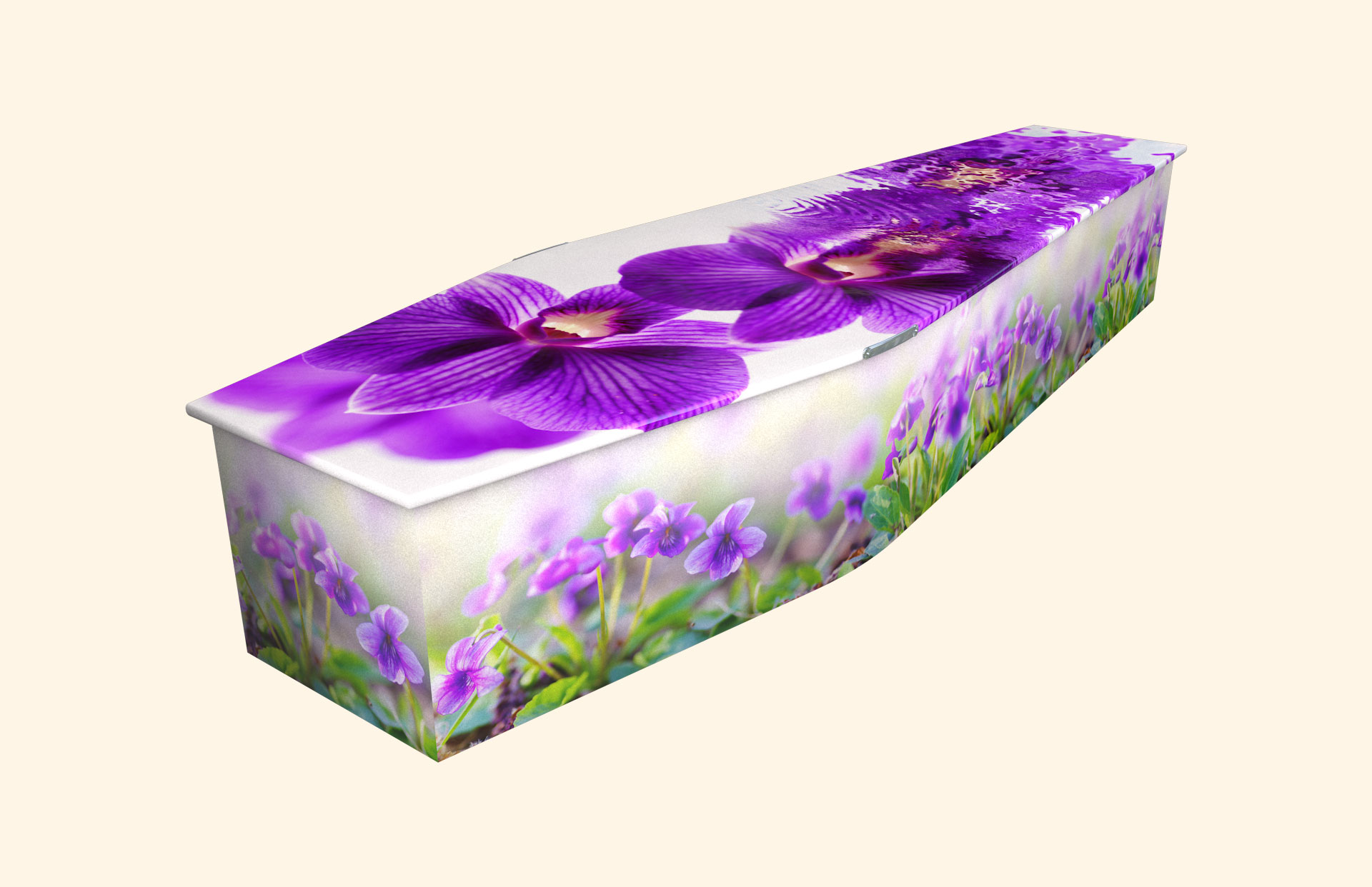 Dream in Purple design on a traditional coffin