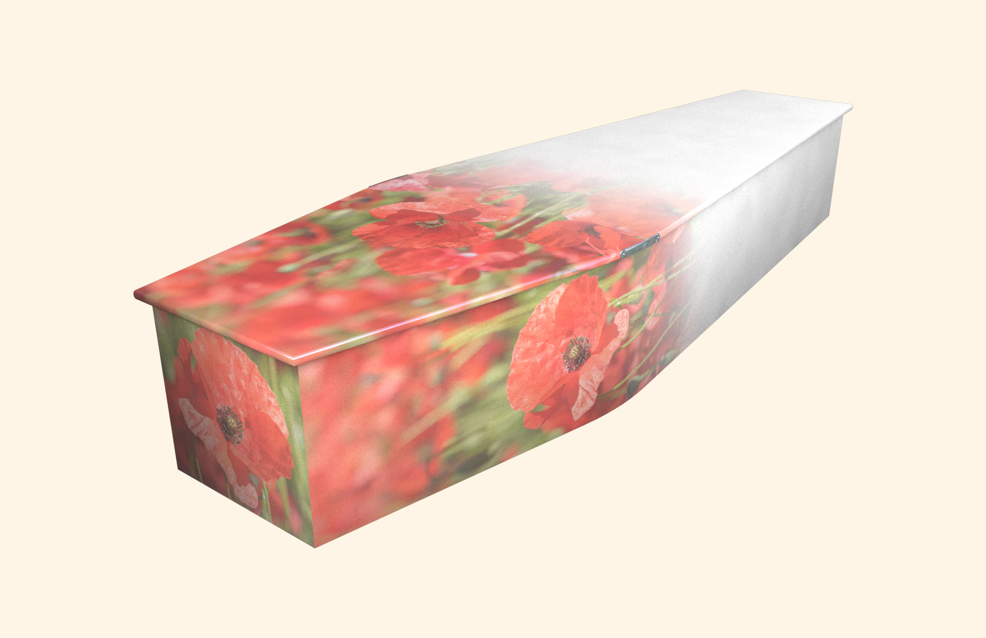 Blushing Poppy design on a traditional coffin