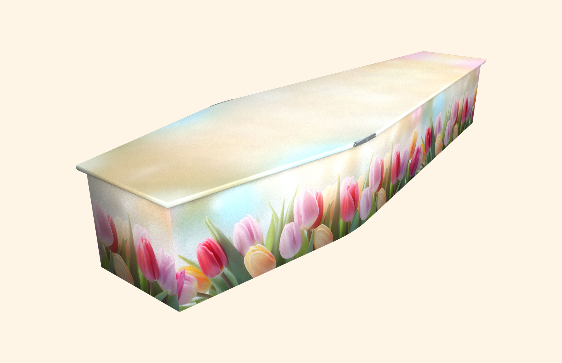 Delicate Pastels design on a traditional coffin