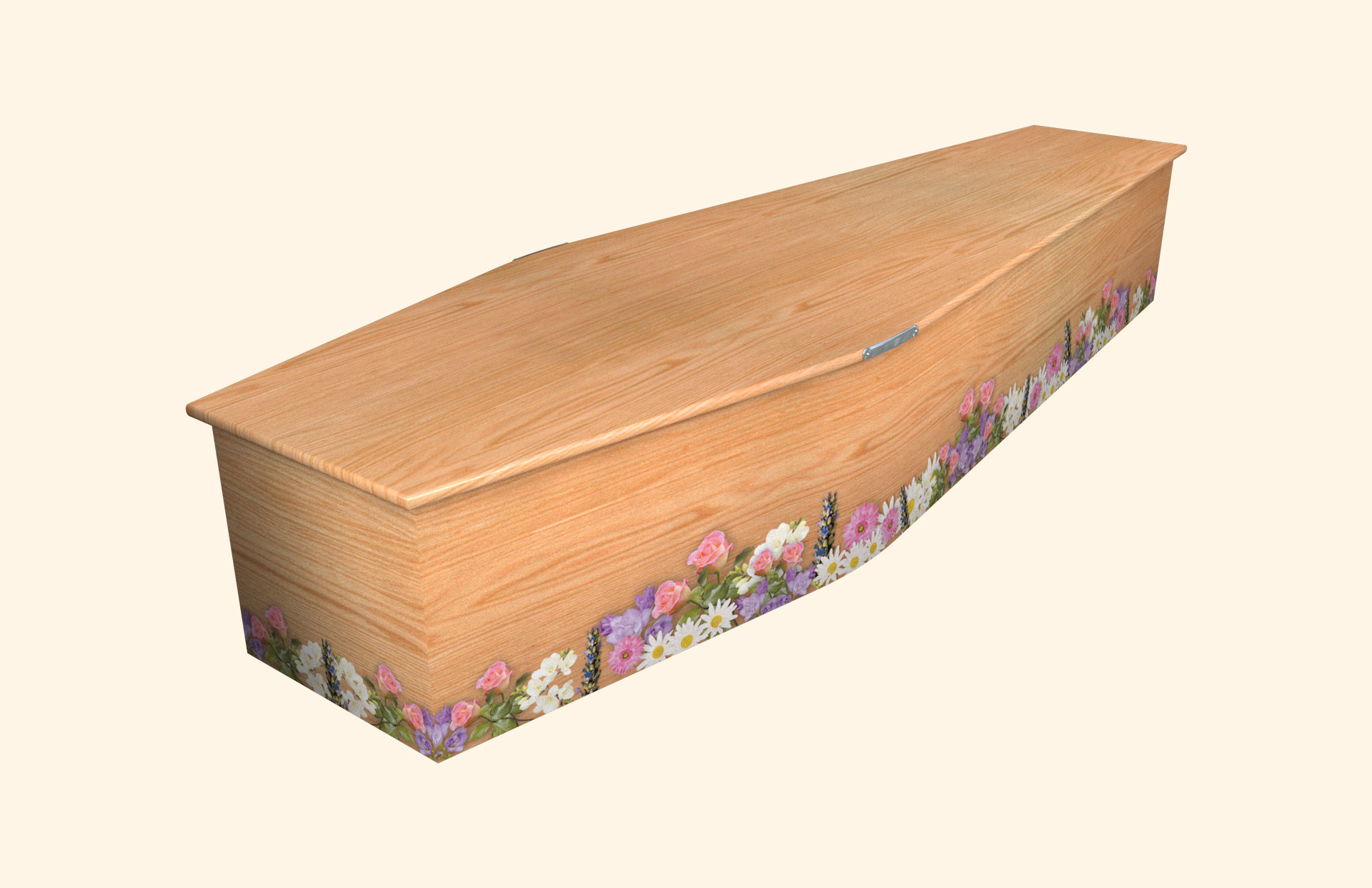 Flowers on Wood design on a traditional coffin