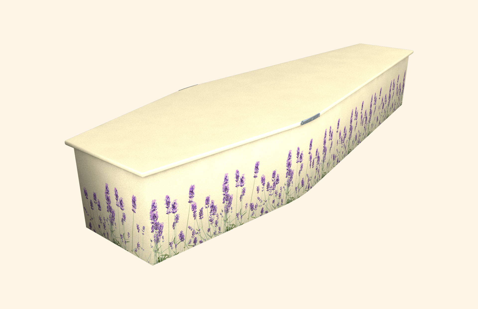 Lavender and Cream design on a traditional coffin
