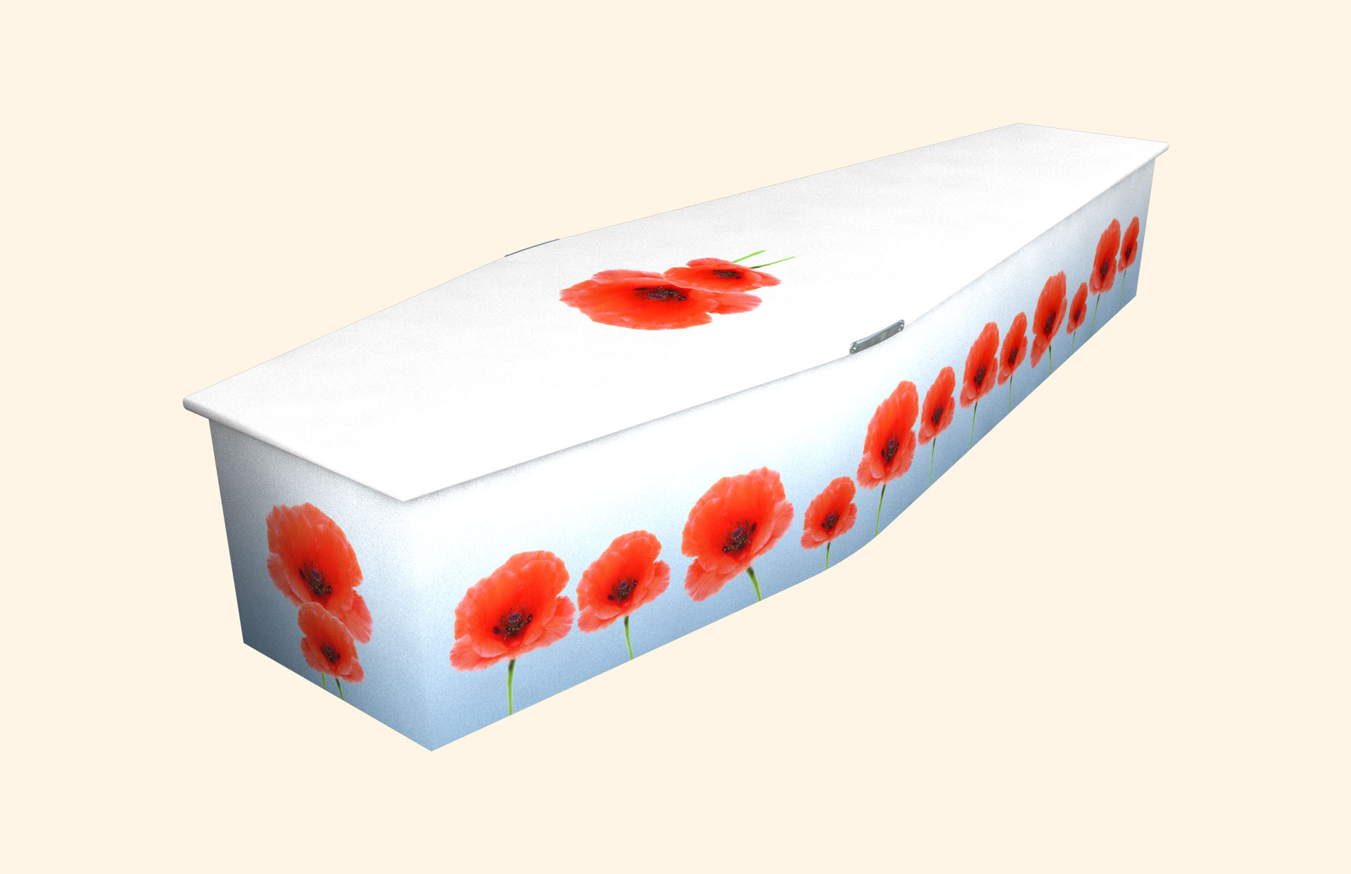 Poppies on Light Blue design on a traditional coffin