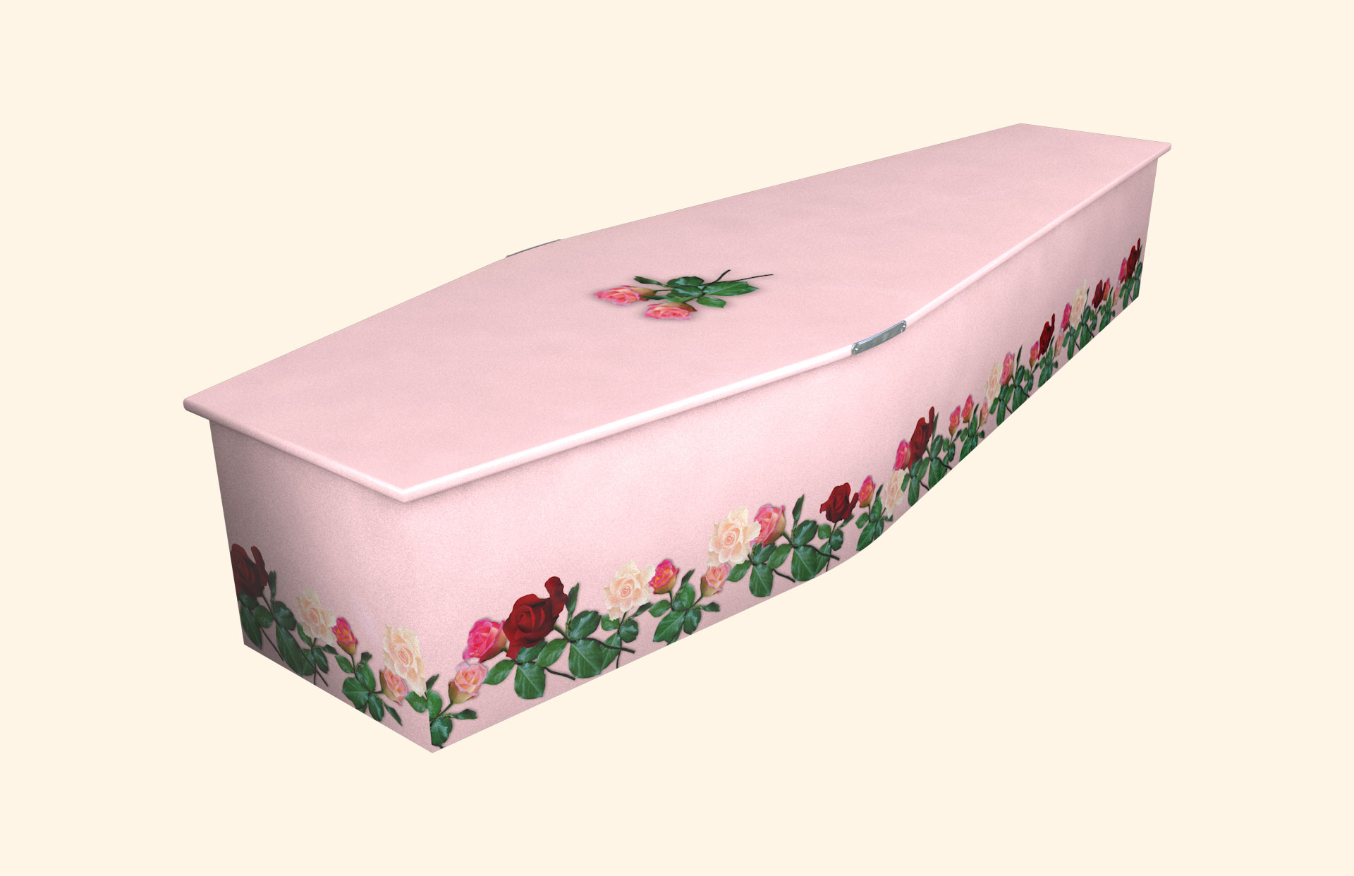 Roses on Pink design on a traditional coffin