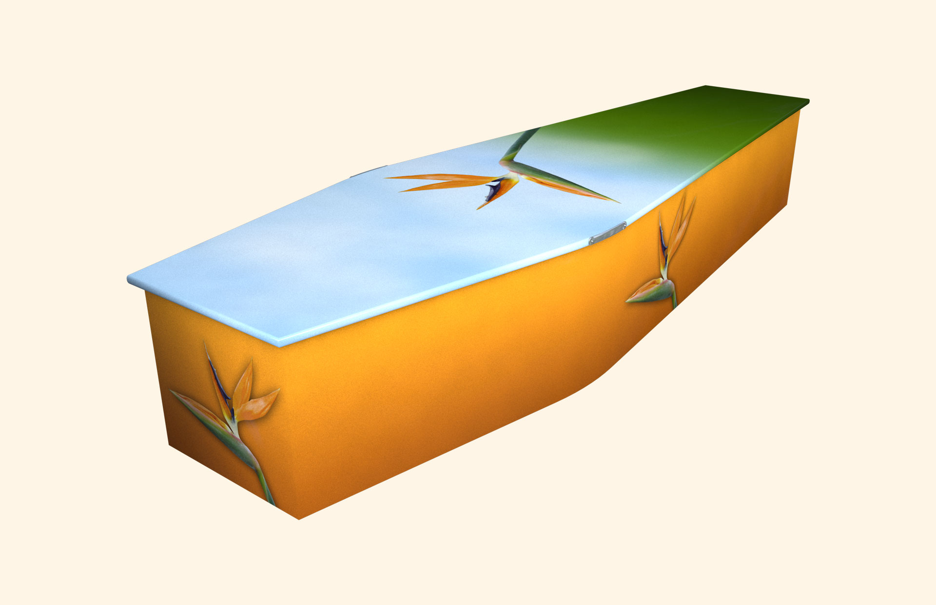 Bird of Paradise design on a traditional coffin