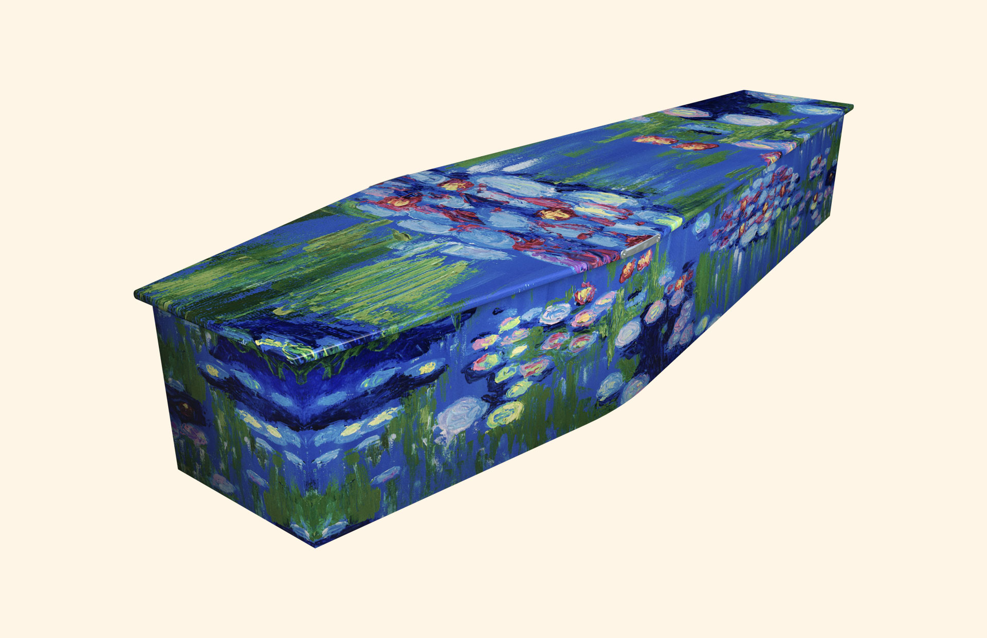 Waterlilies design on a traditional coffin