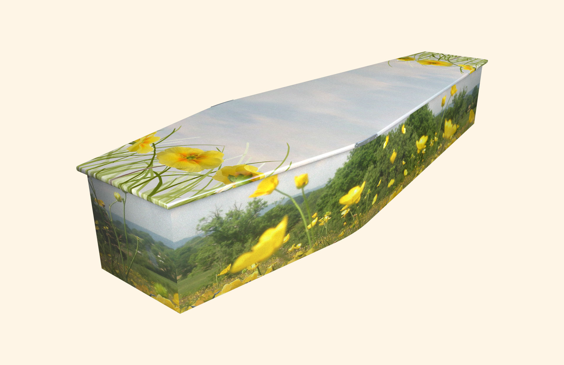 Buttercups and Primroses design on a traditional coffin