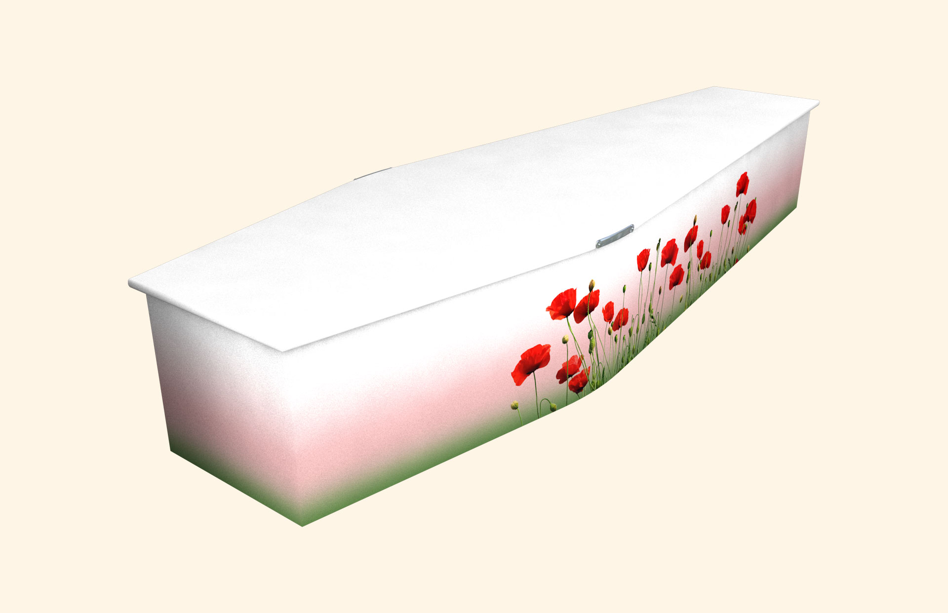 Dancing Poppies design on a traditional coffin