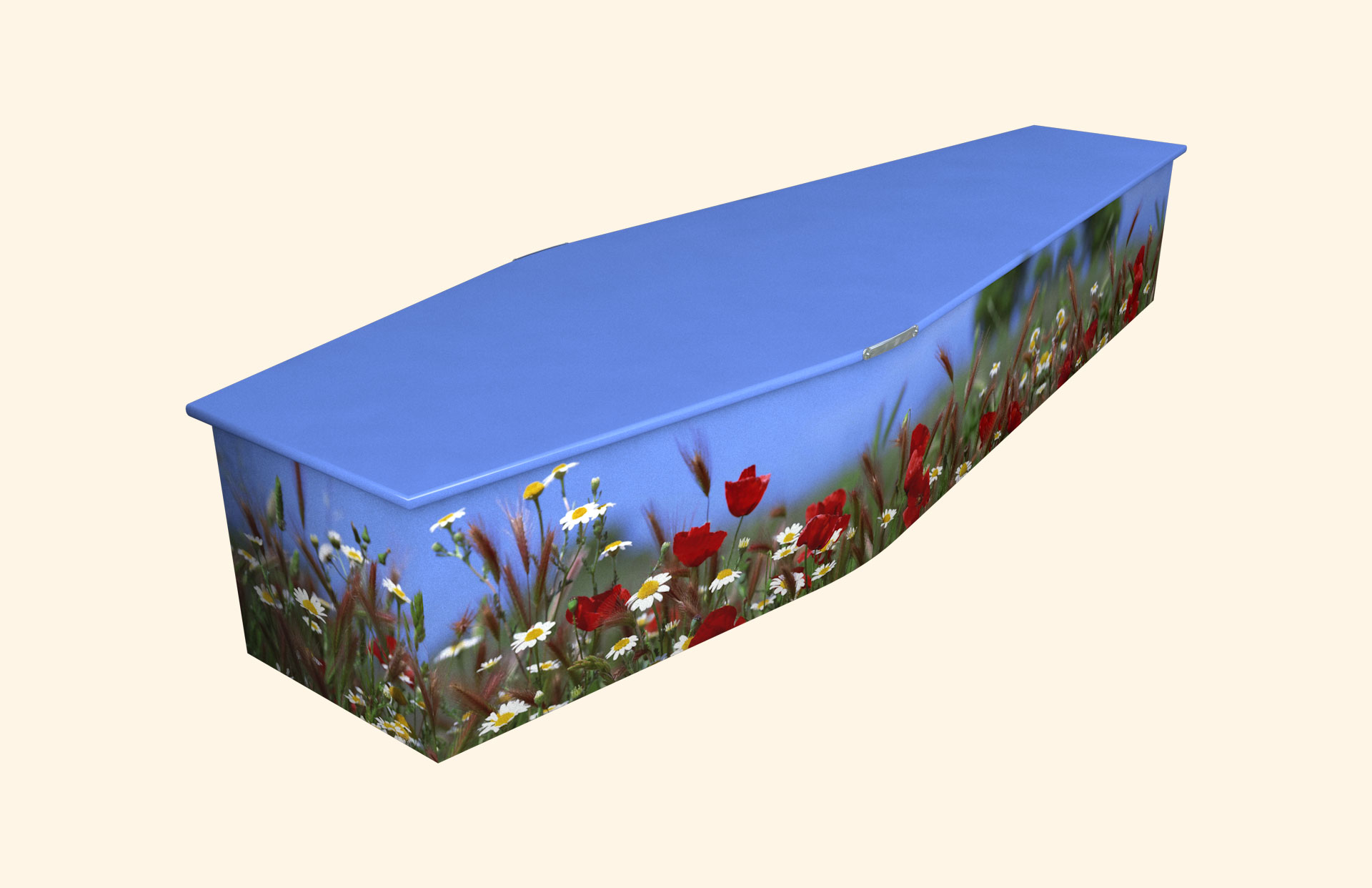 Beautiful Day design on a traditional coffin