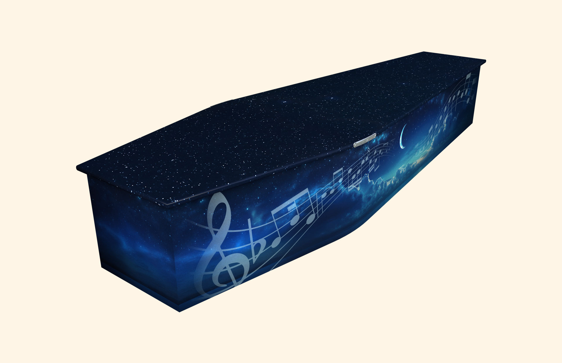 Moonlight Music design on a traditional coffin