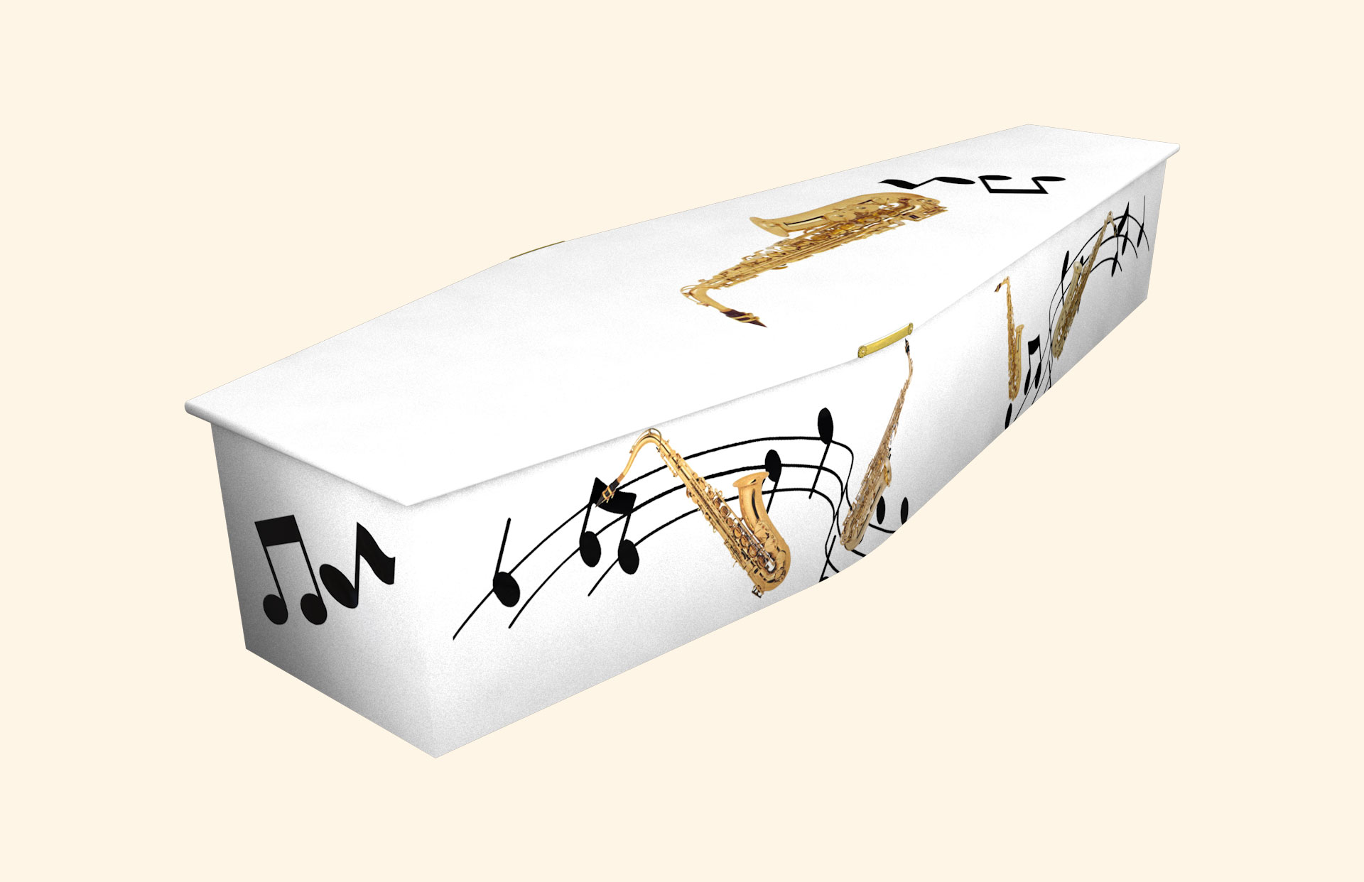 Saxophone Melody design on a traditional coffin