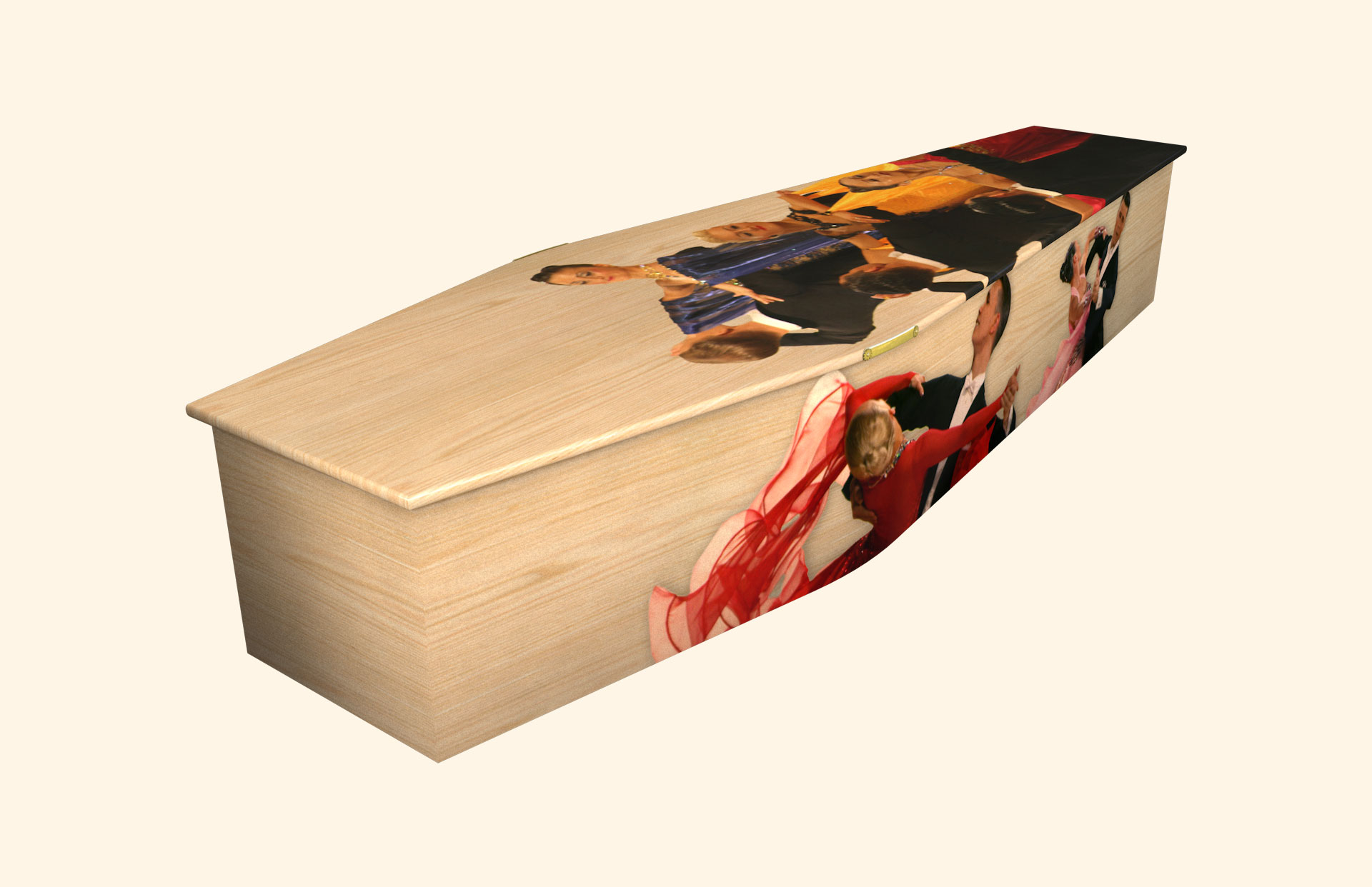 Dance with me design on a traditional coffin