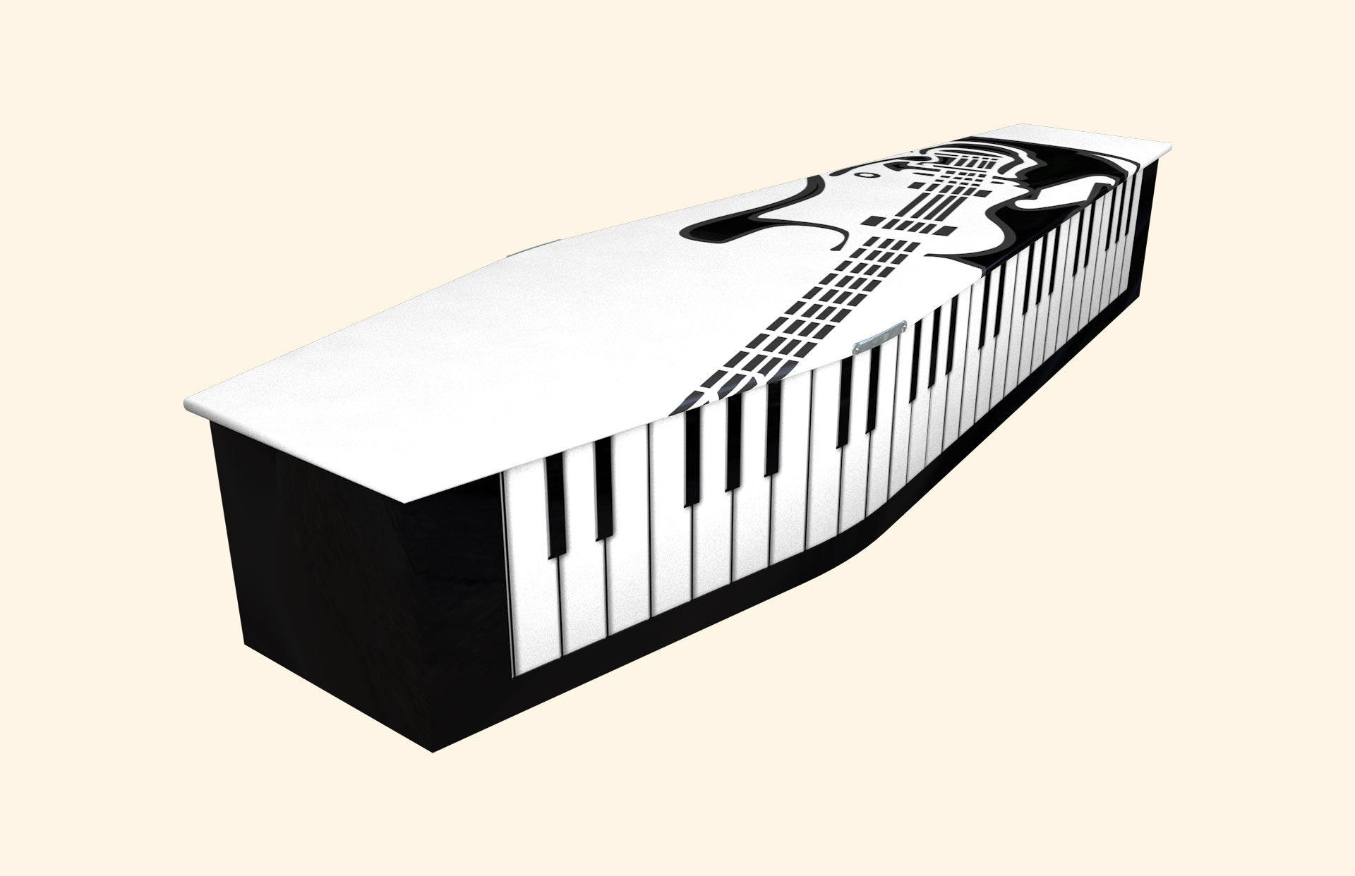 Ivory Rock White design on a traditional coffin