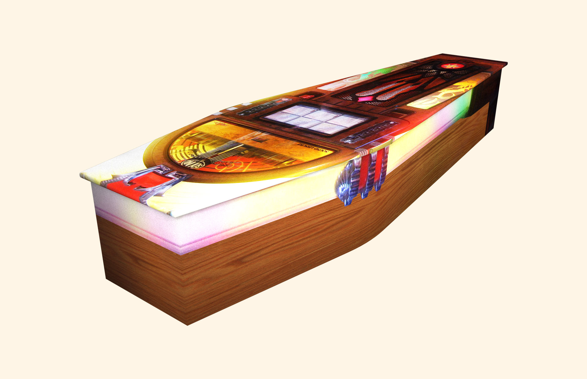 Rockin design on a traditional coffin