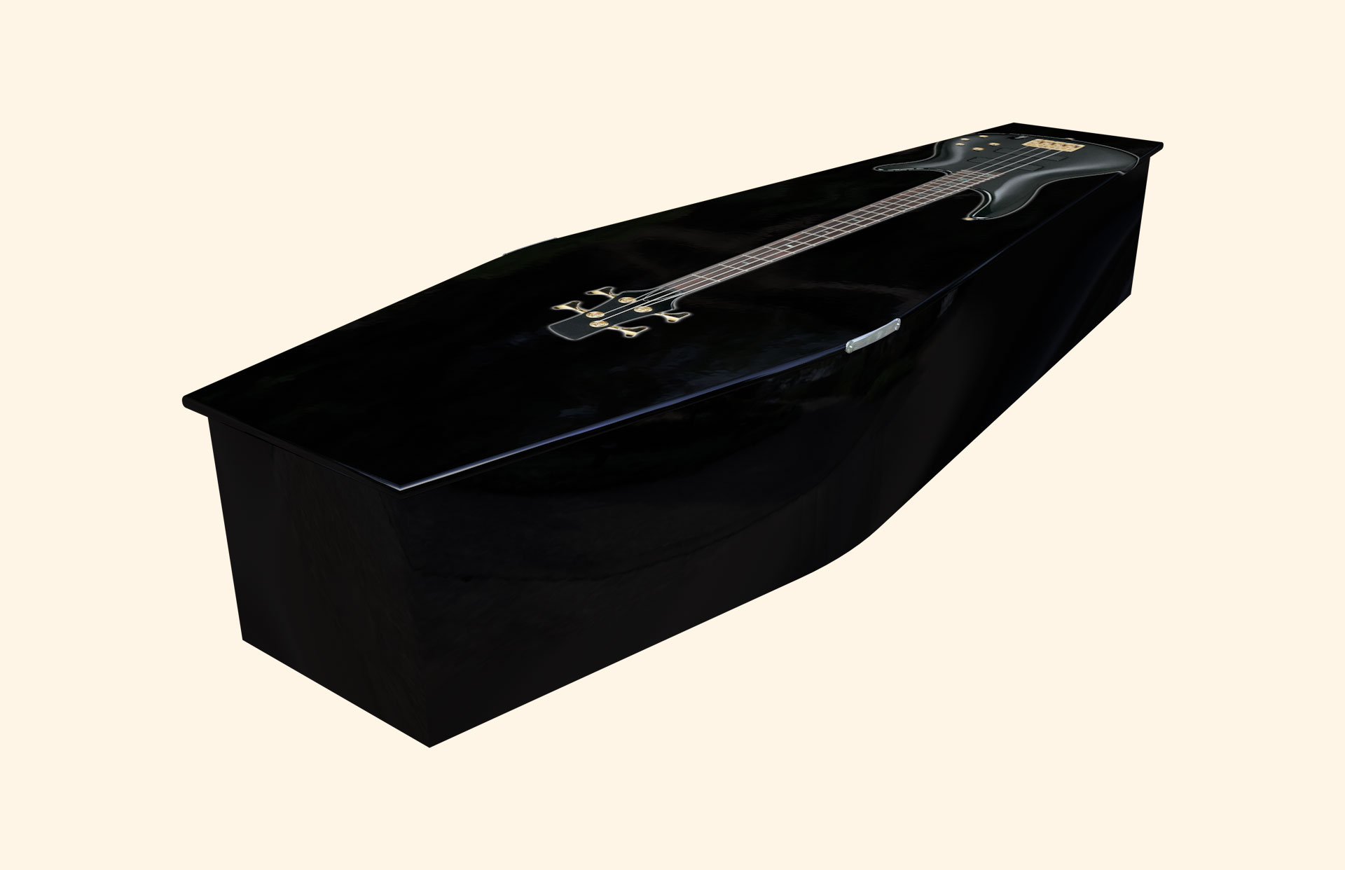 Moody Guitar design on a traditional coffin