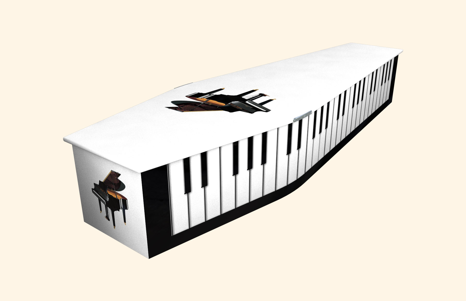 Pianist design on a traditional coffin