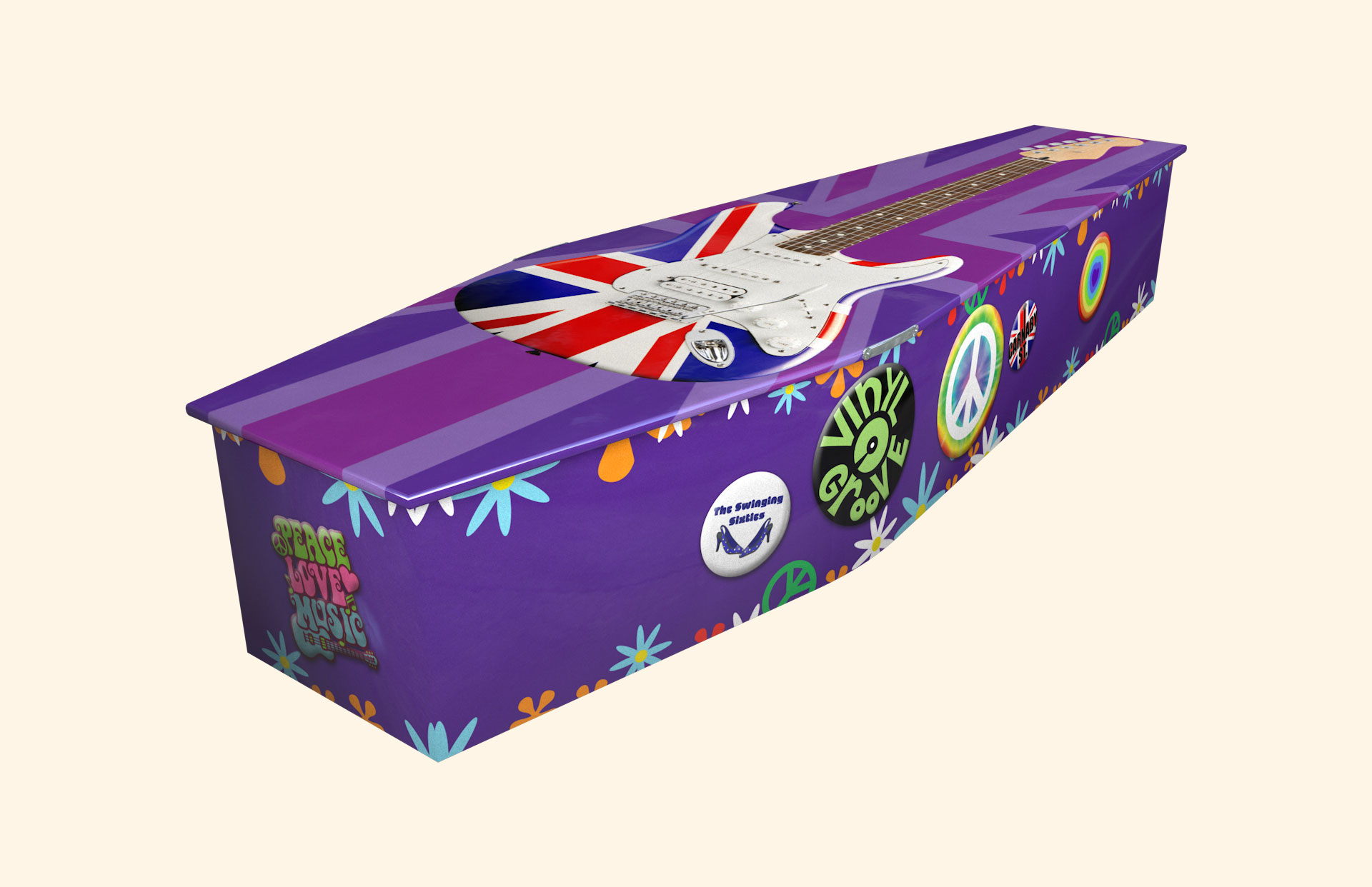 Swinging 60s design on a traditional coffin