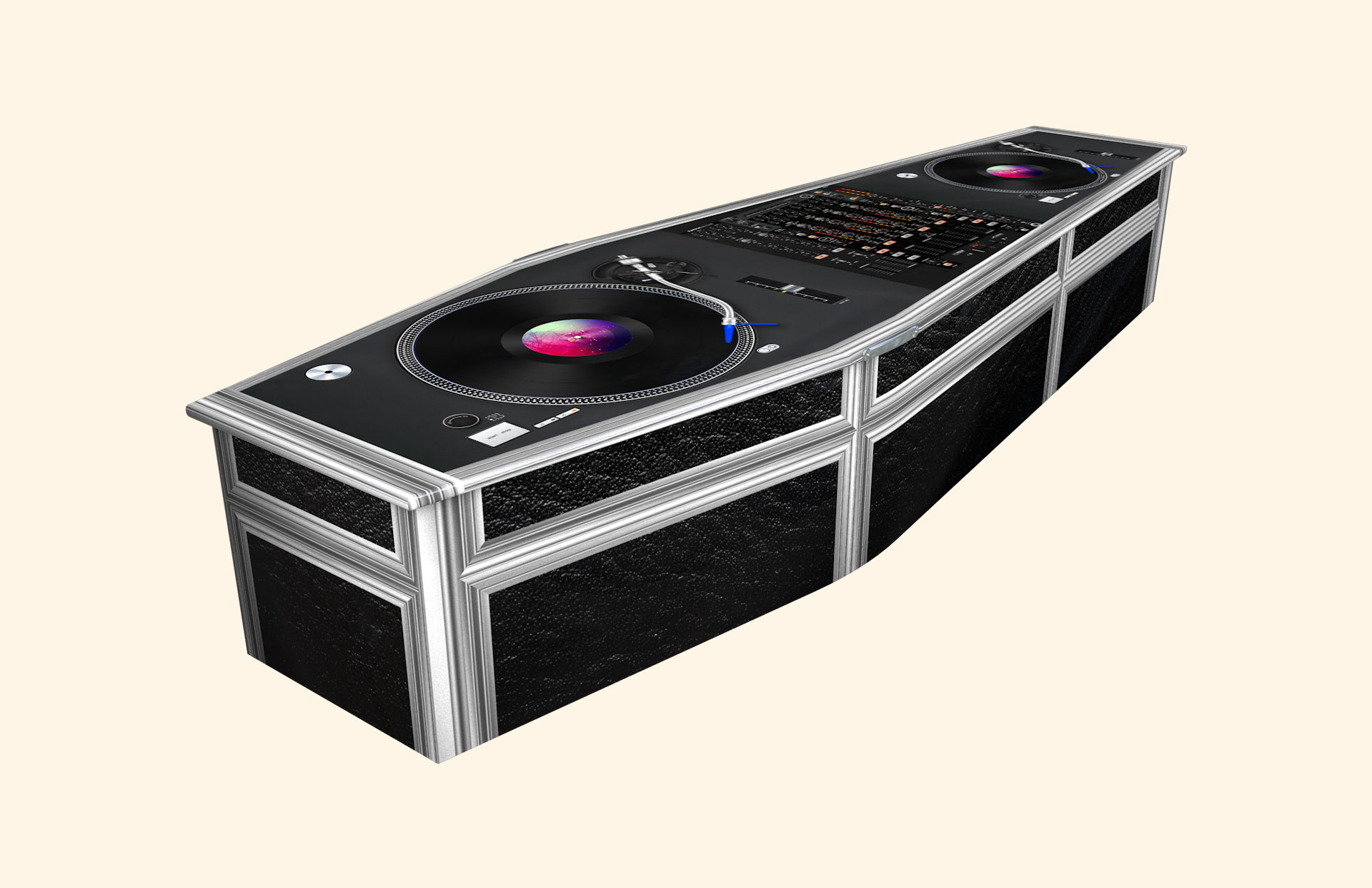 Decks design on a traditional coffin
