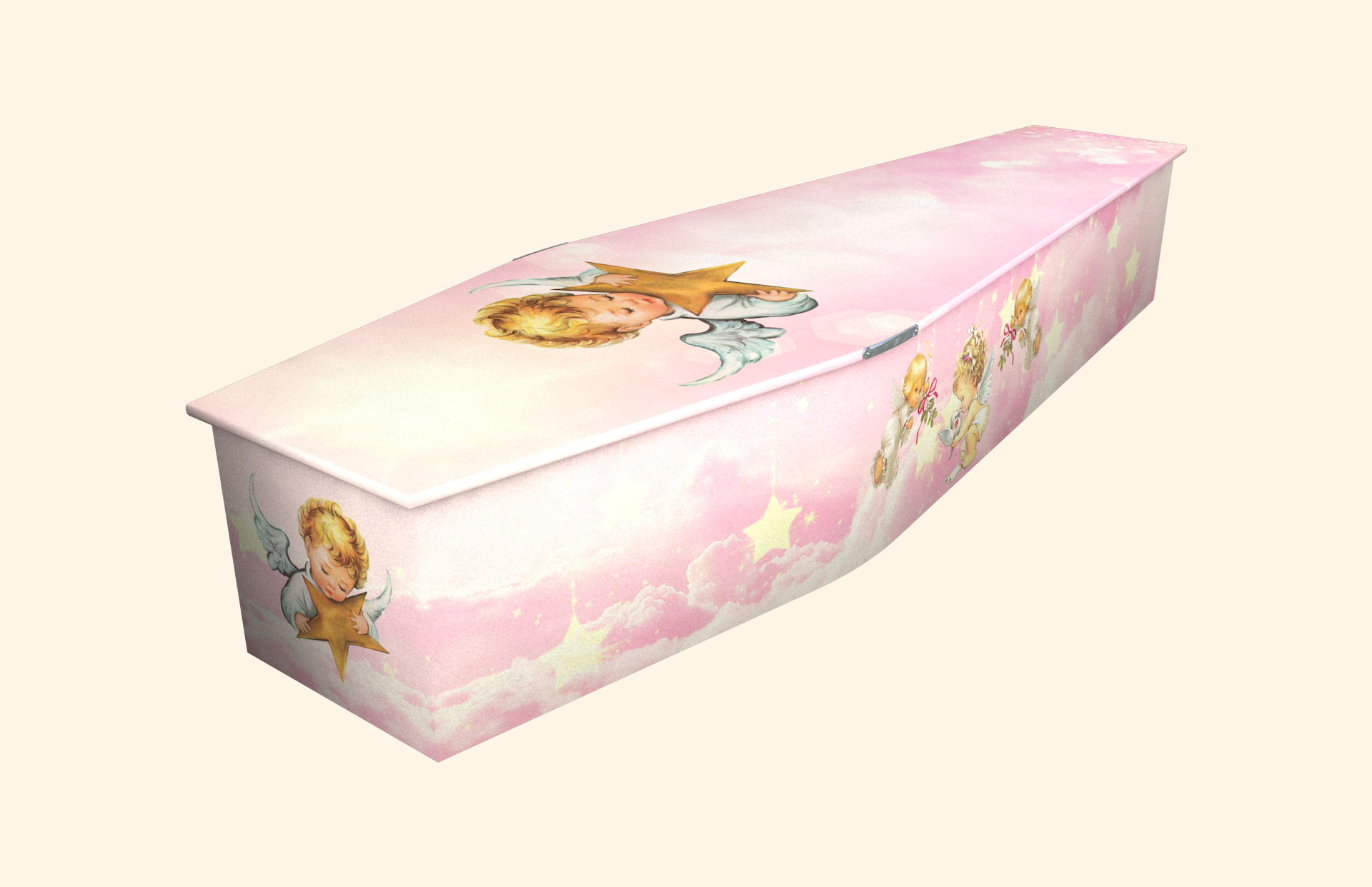 Playful Cherubs design on a traditional coffin