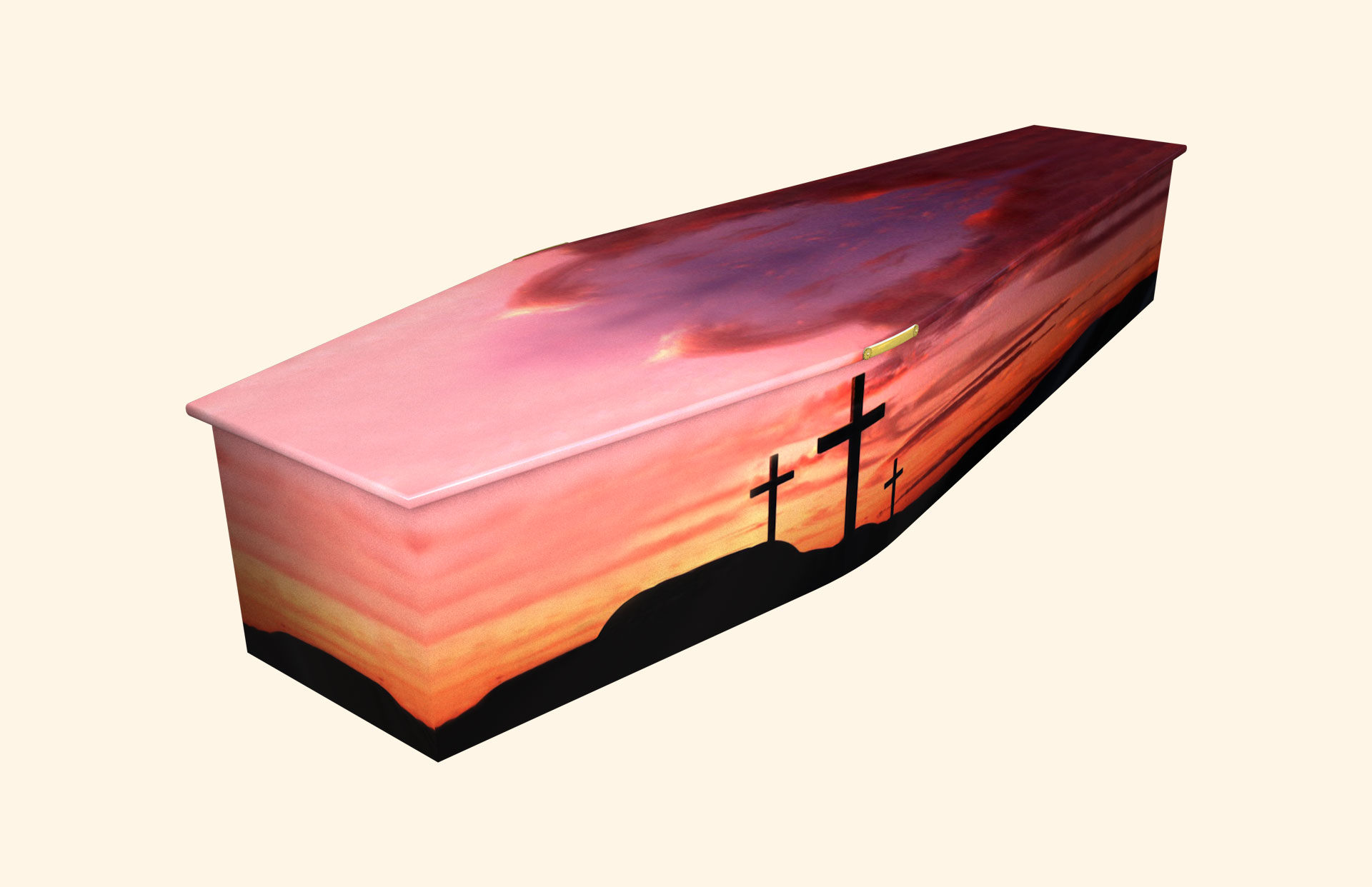 Crosses at Sunset design on a traditional coffin