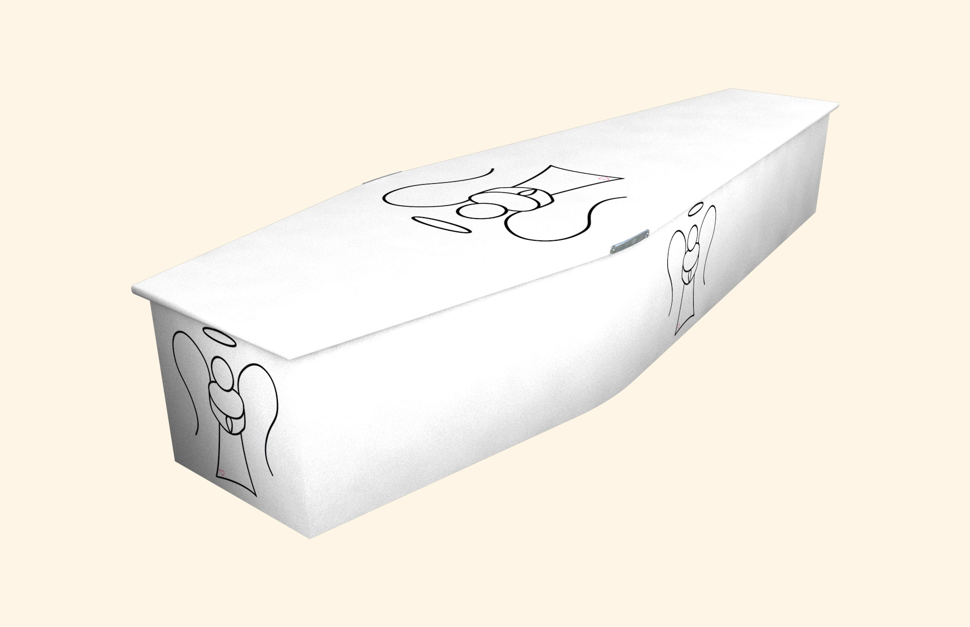 Jay's Angel design on a traditional coffin