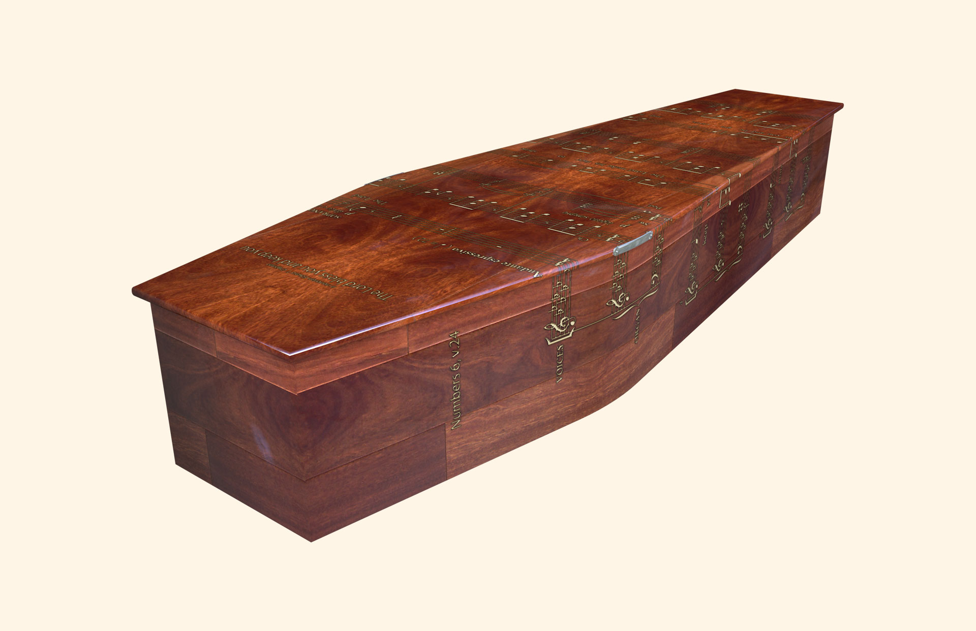 Lord Bless You design on a traditional coffin