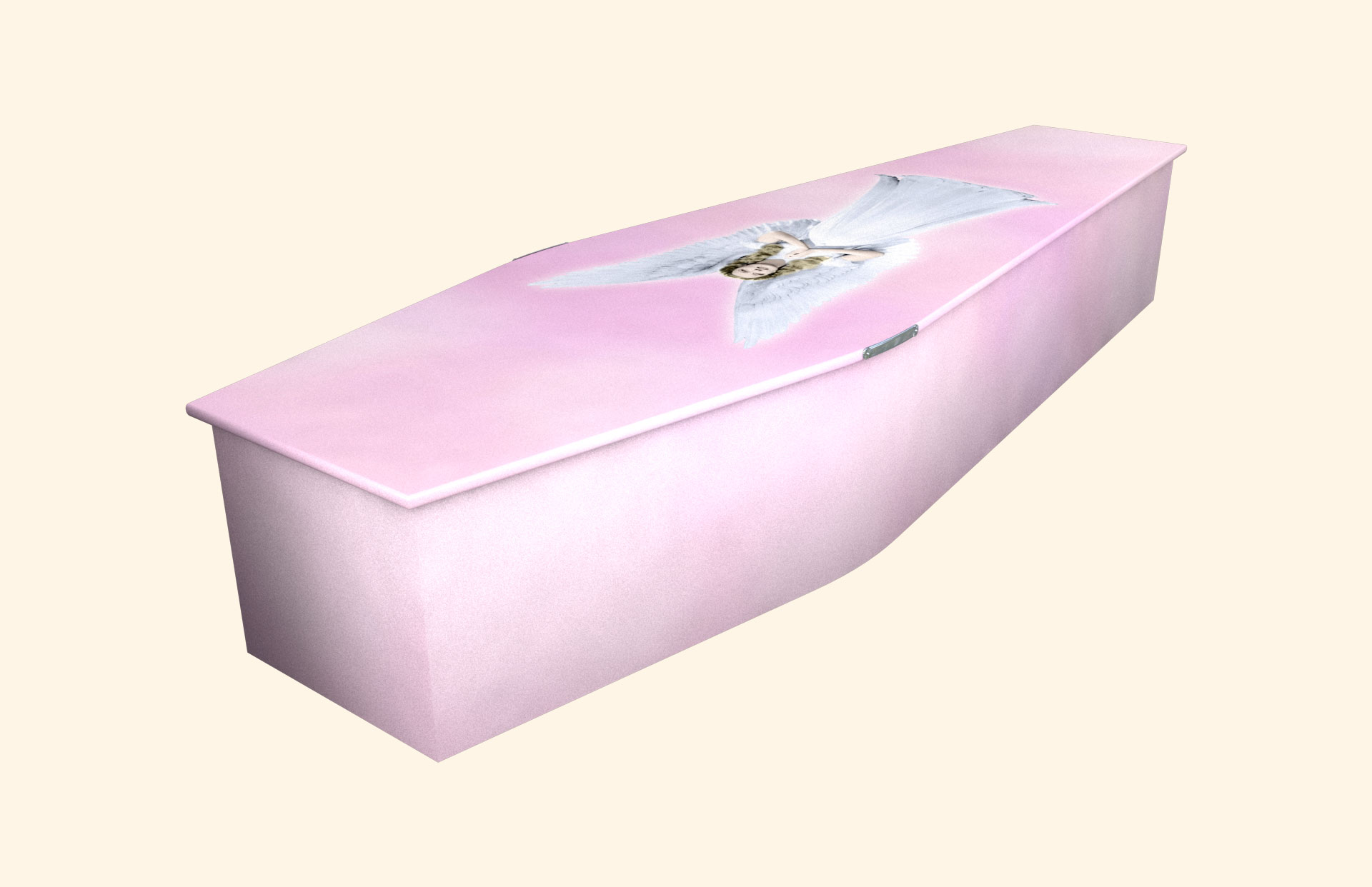 Guardian Angel design on a traditional coffin