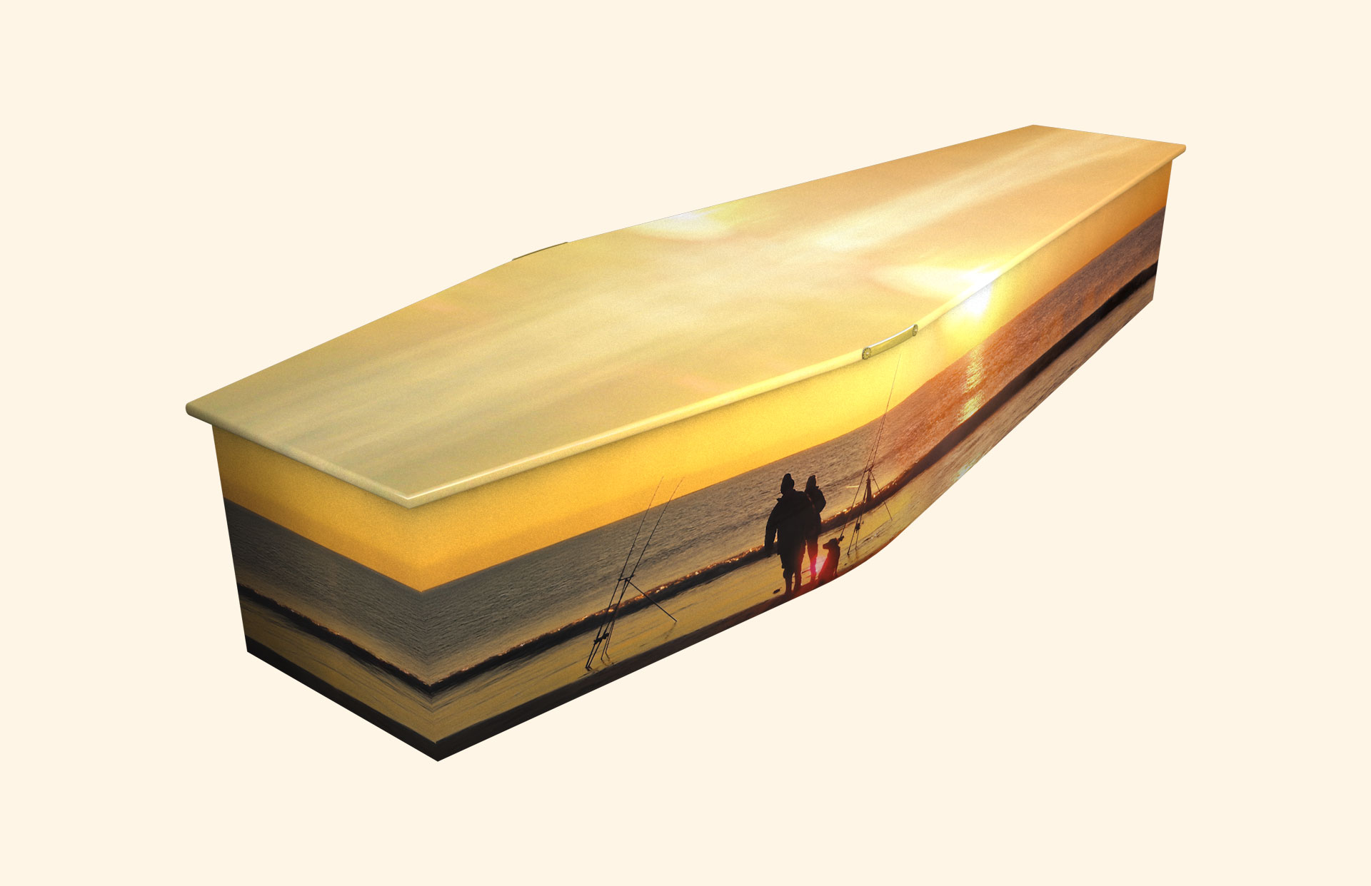 Sea Fishing design on a traditional coffin