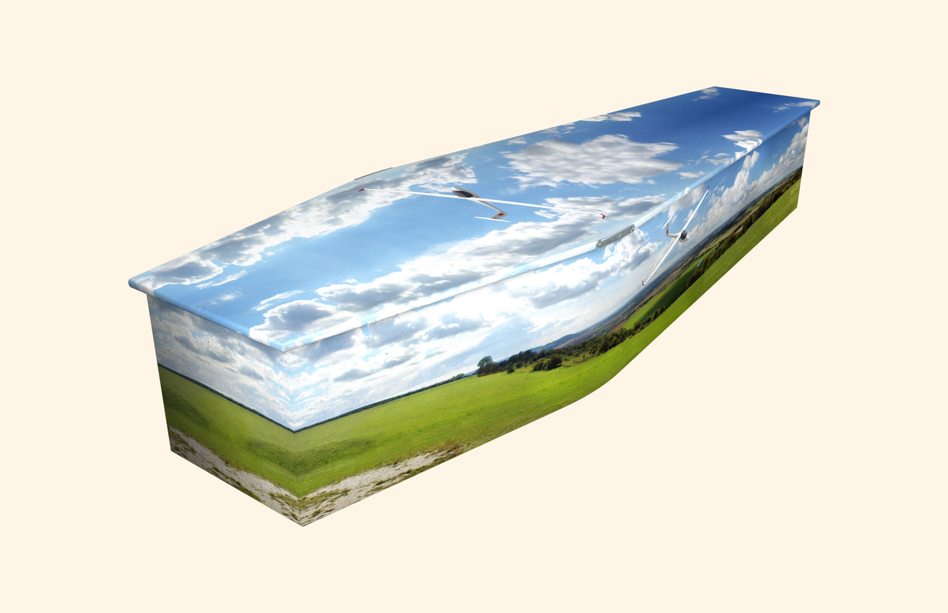 Gliding design on a traditional coffin