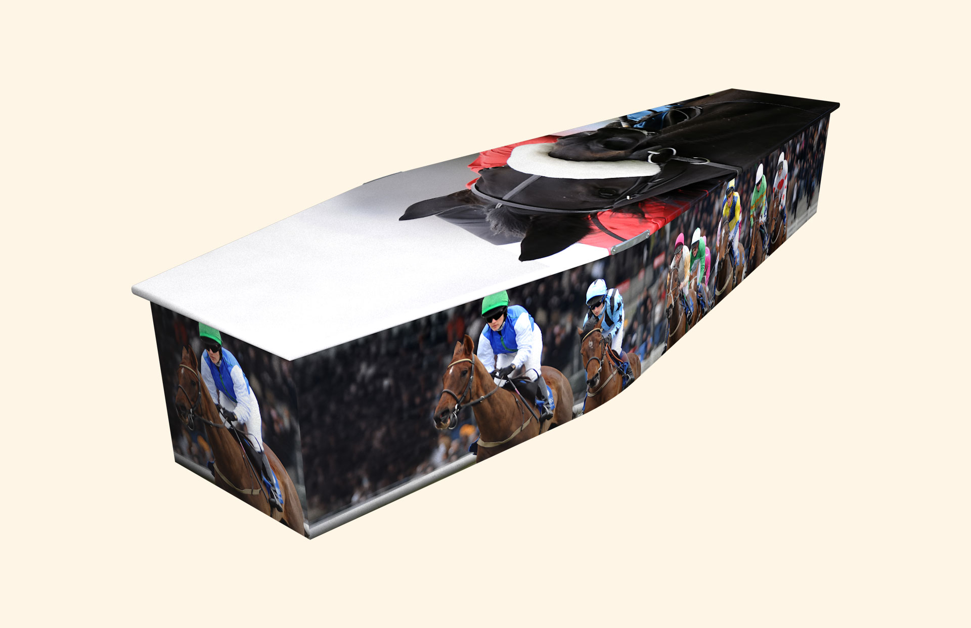 The Wager design on a traditional coffin