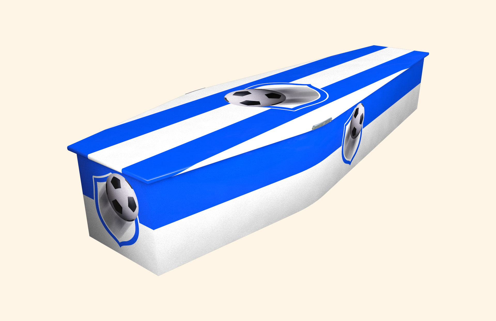 Supporting Colours design in blue on a traditional coffin