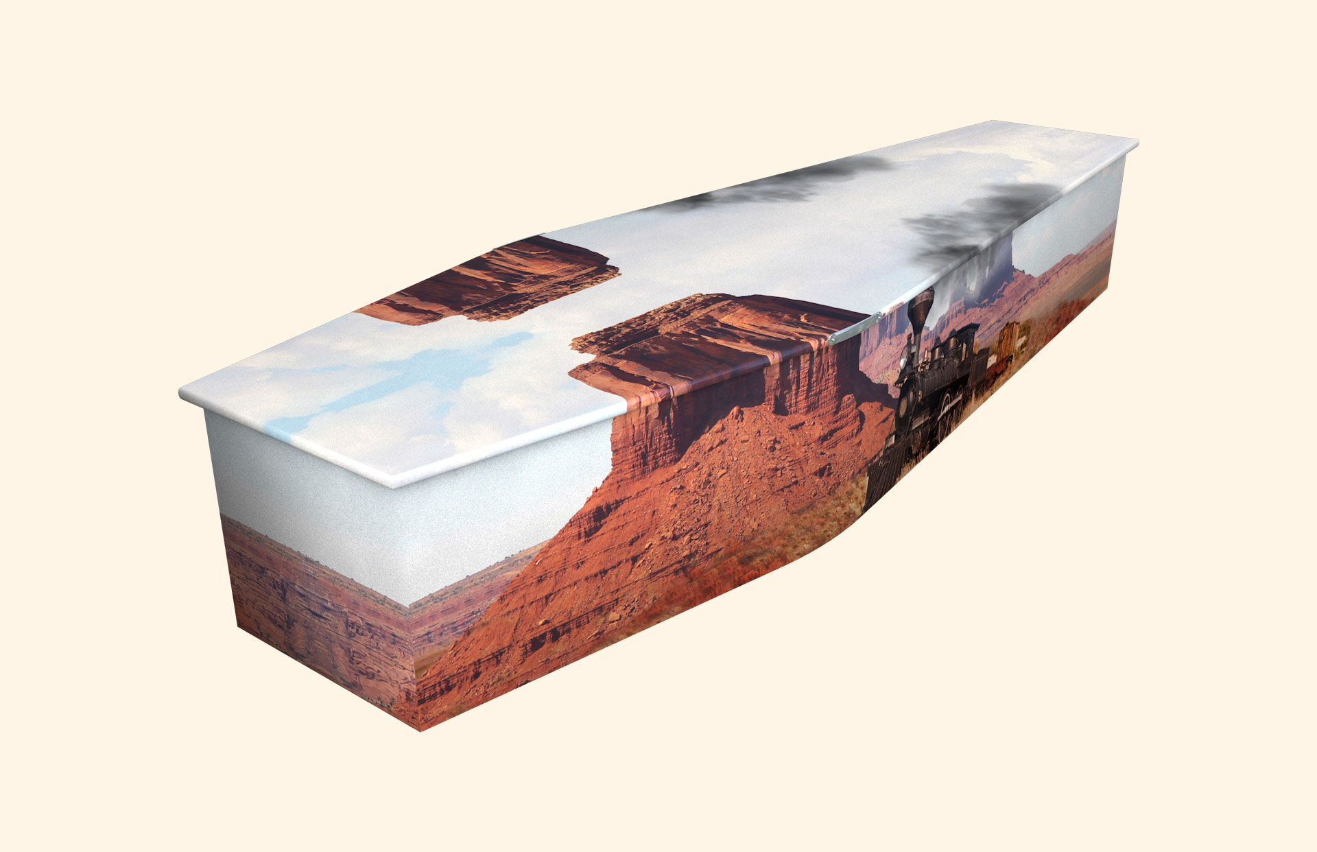 Go West design on a traditional coffin