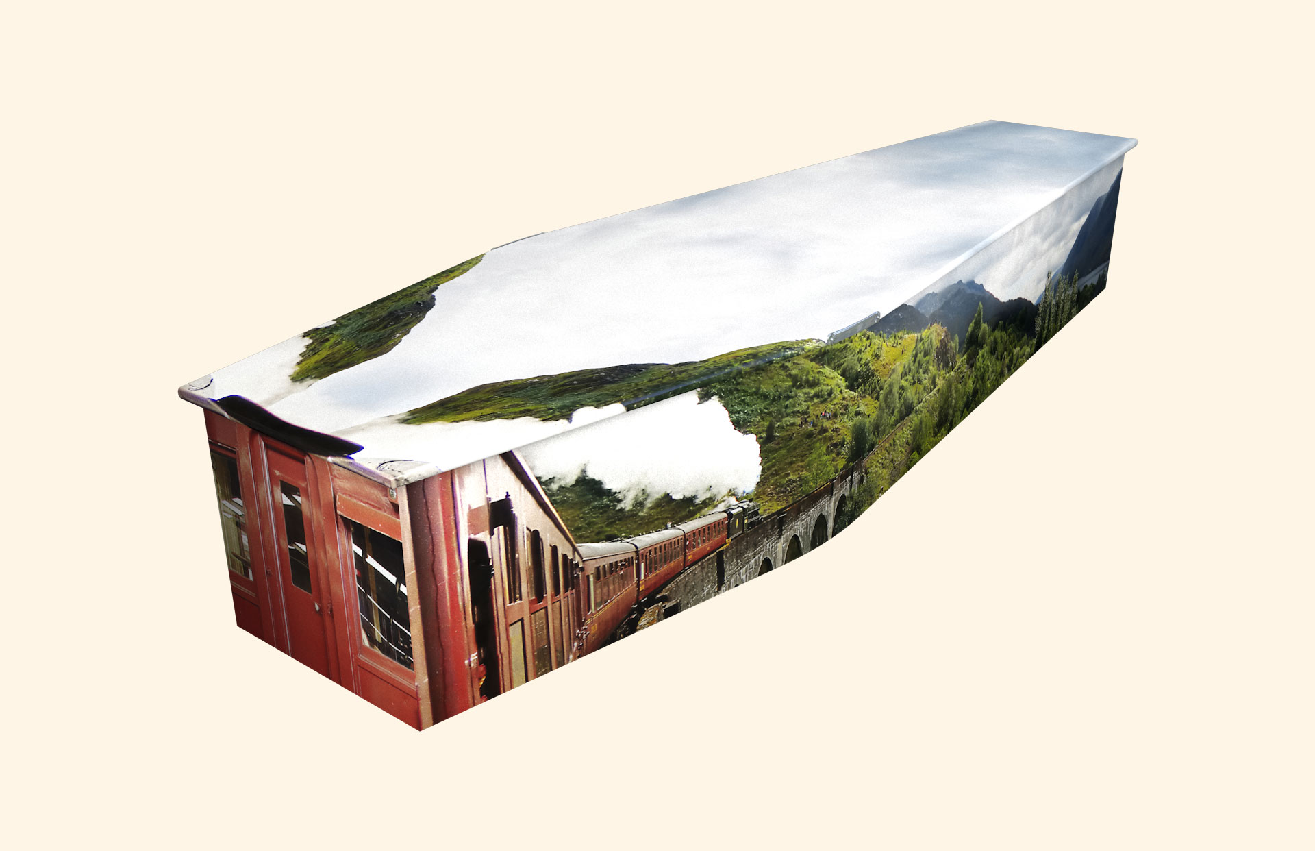 Mountain Pass design on a traditional coffin