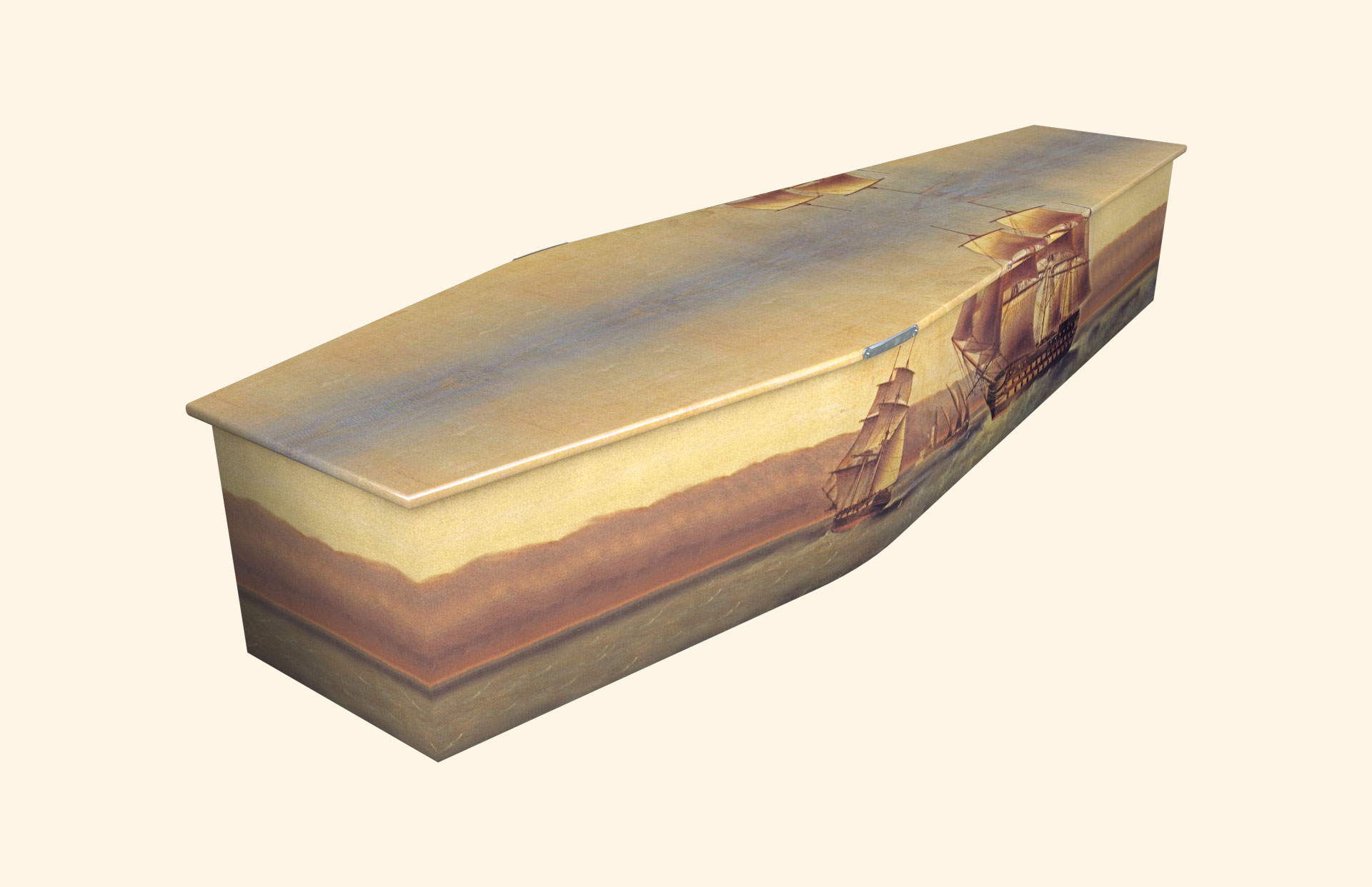 Sailing Ship design on a traditional coffin