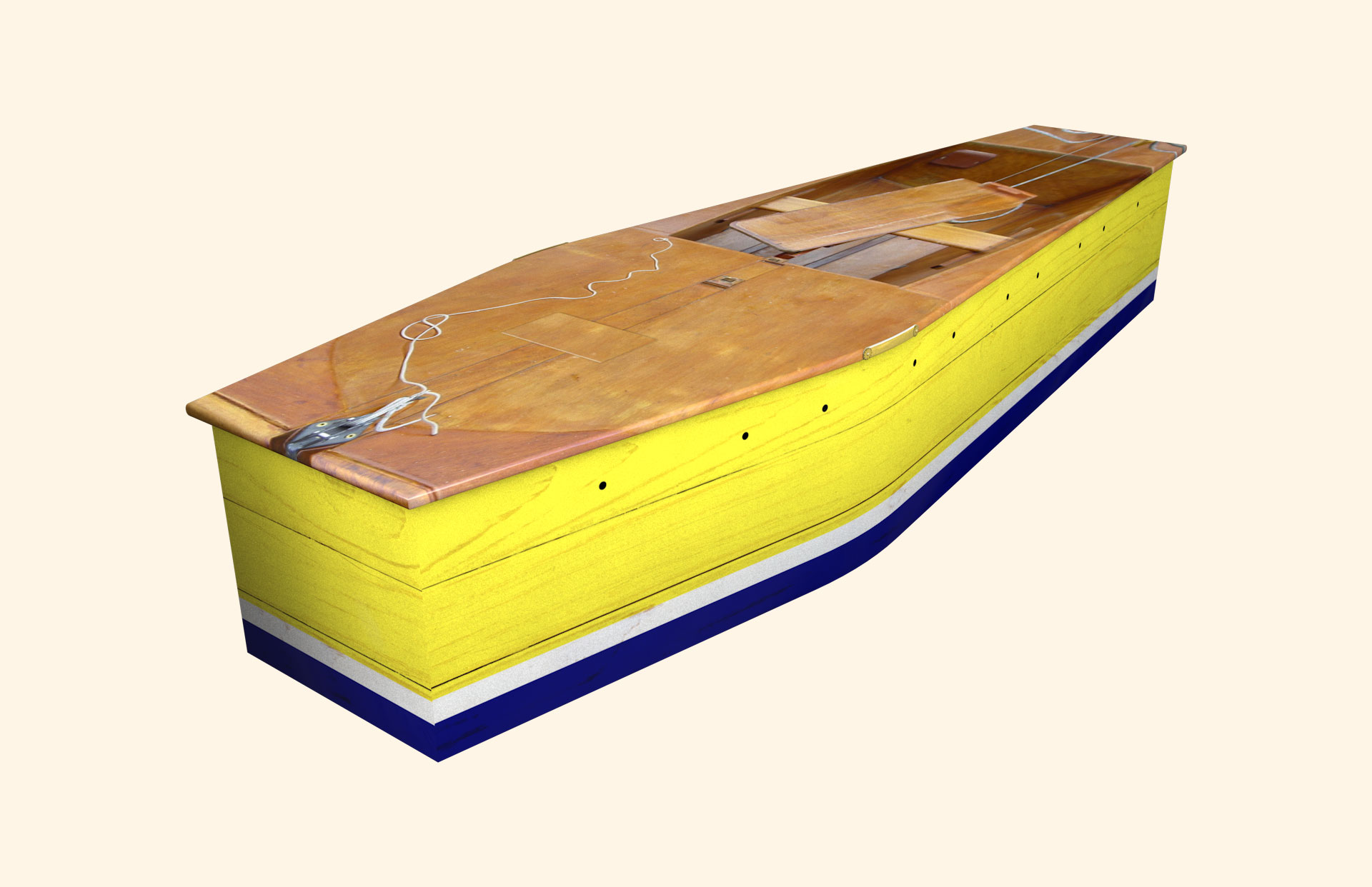 The Dinghy design on a traditional coffin