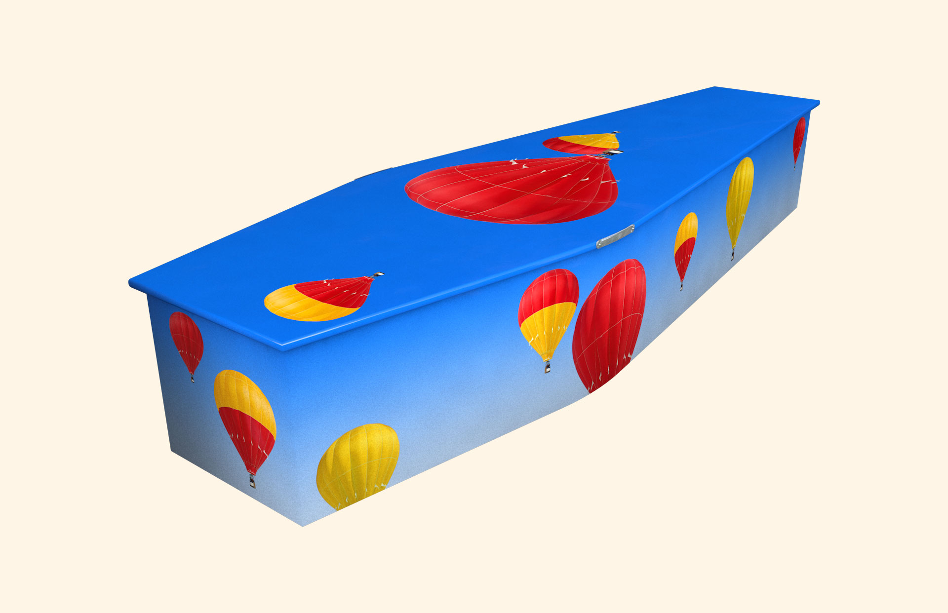 Up and Away design on a traditional coffin