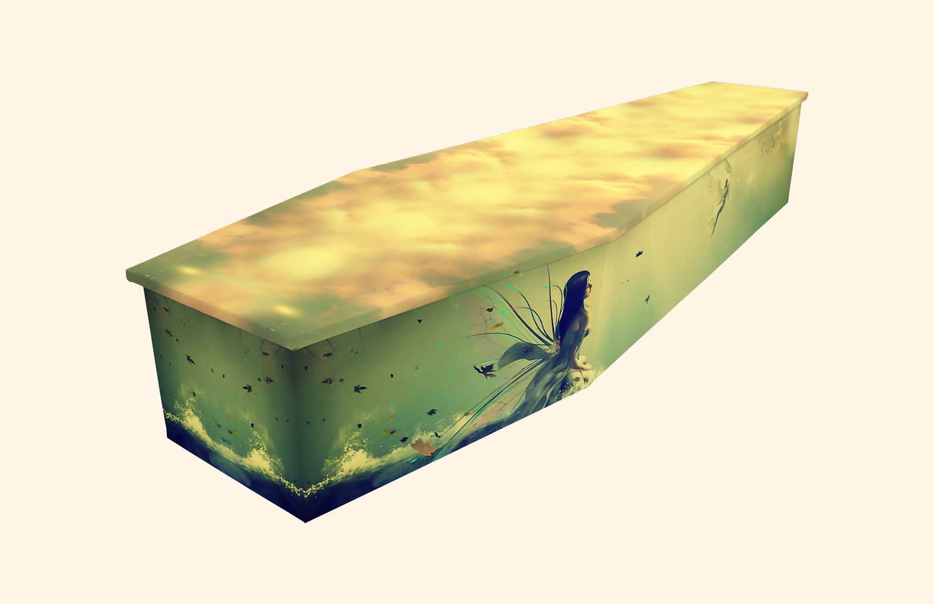Fairy Girl design on a cardboard coffin