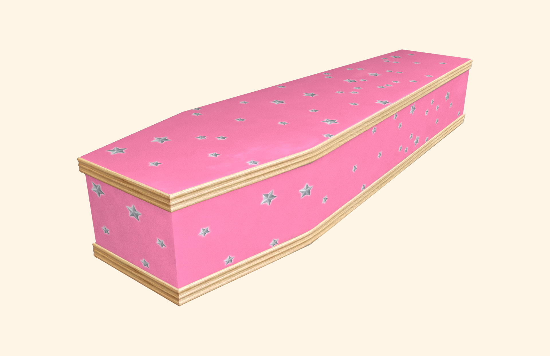 Pink Stars design on a classic coffin