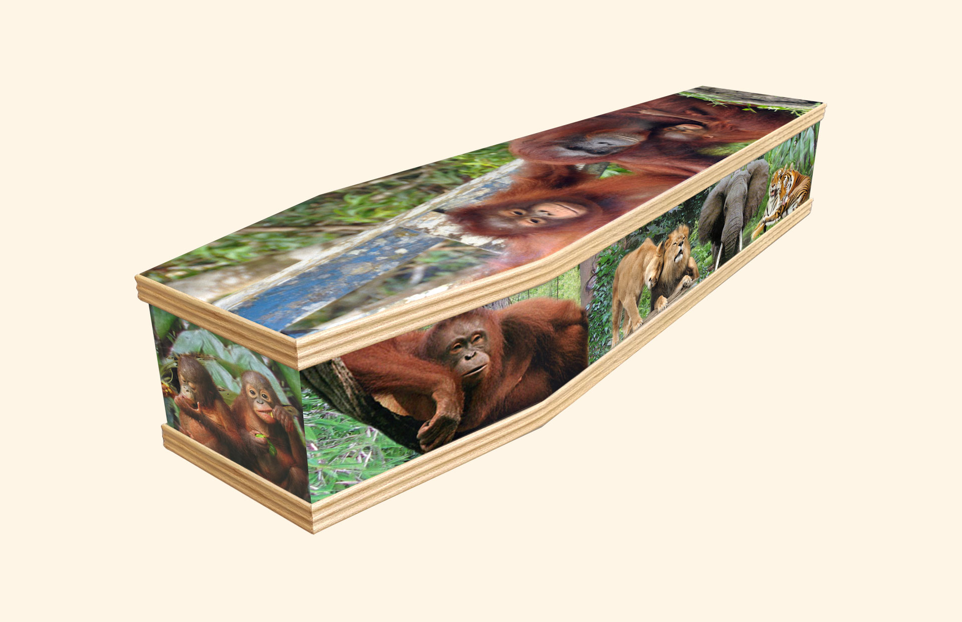 Jungle Love design on a classic coffin