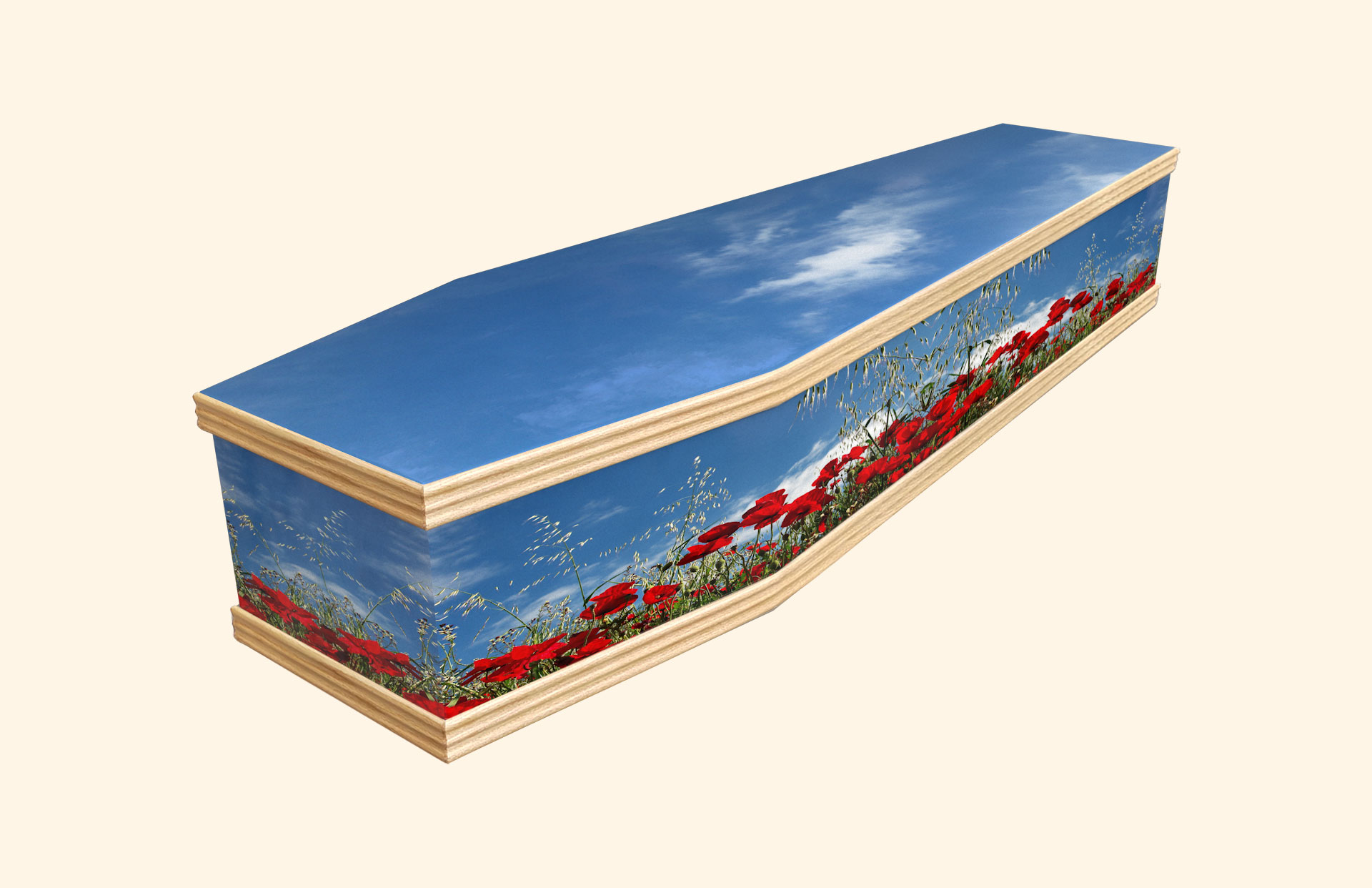 Poppy Wonder design on a classic coffin