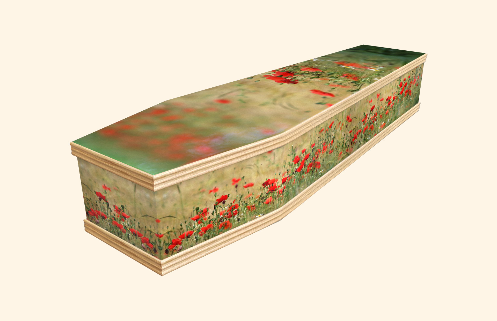 Poppy Meadow design on a classic coffin